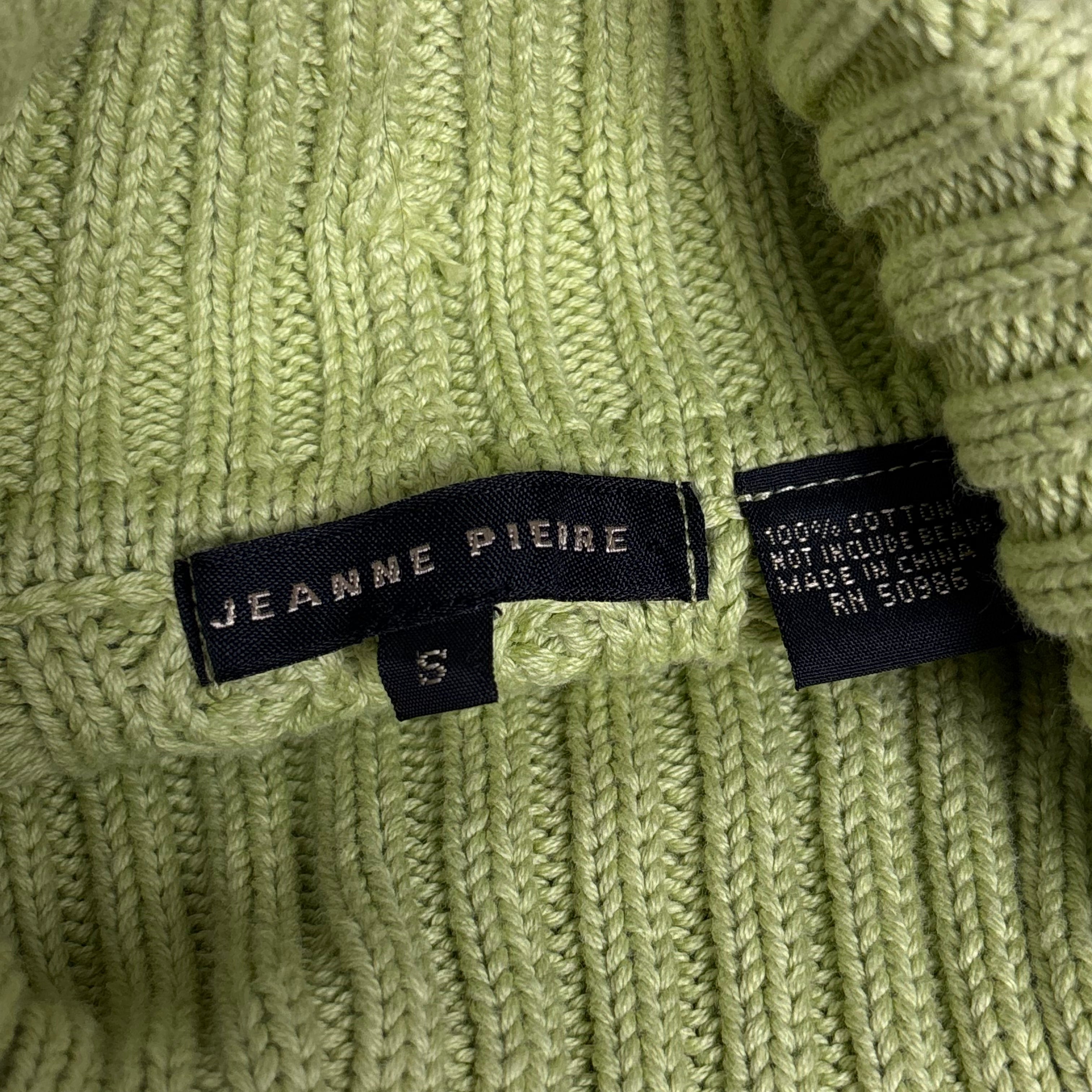 2000s Jeanne Pierre Beaded Cable-Knit Turtleneck Sweater