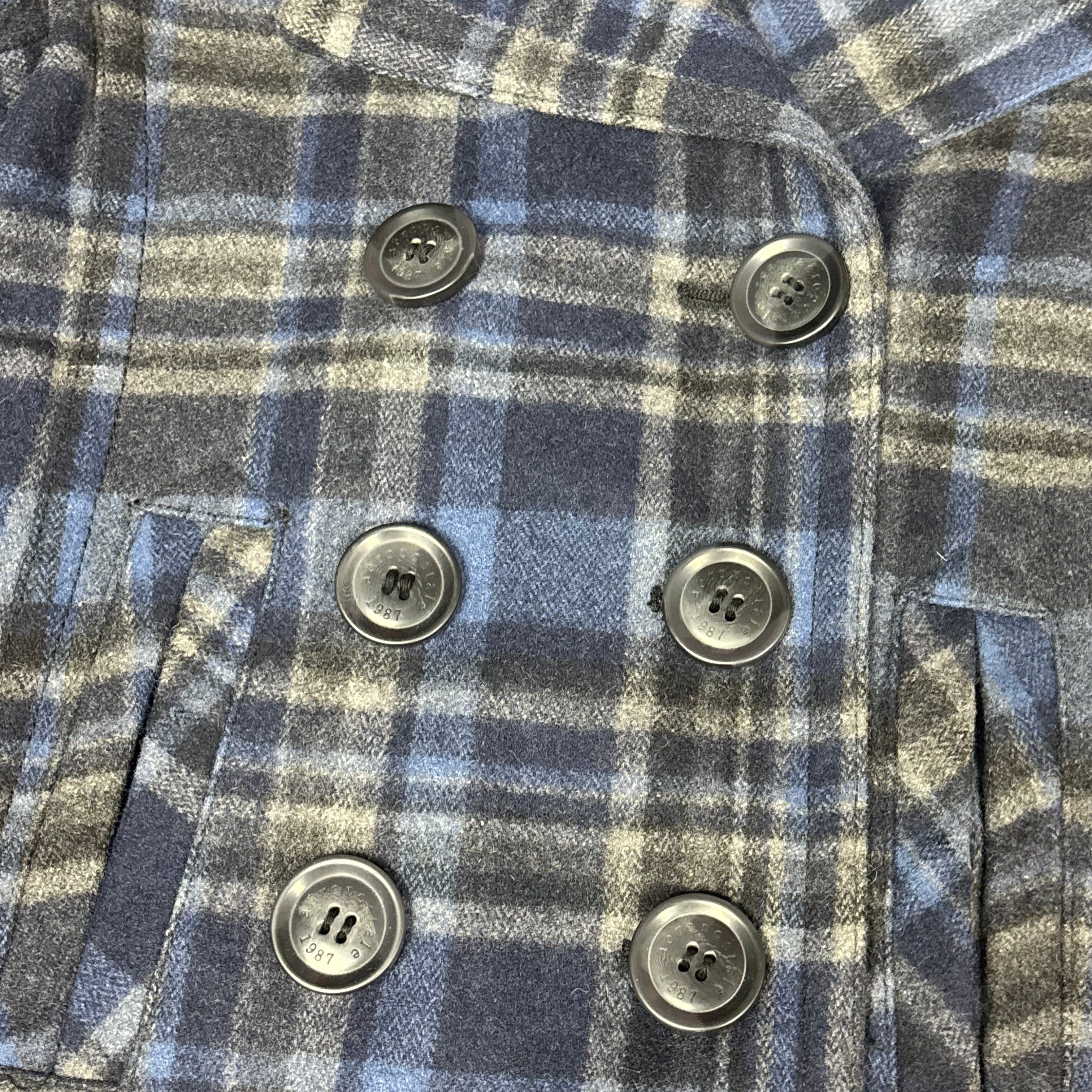 Aeropostale Wool Plaid Collared Peacoat