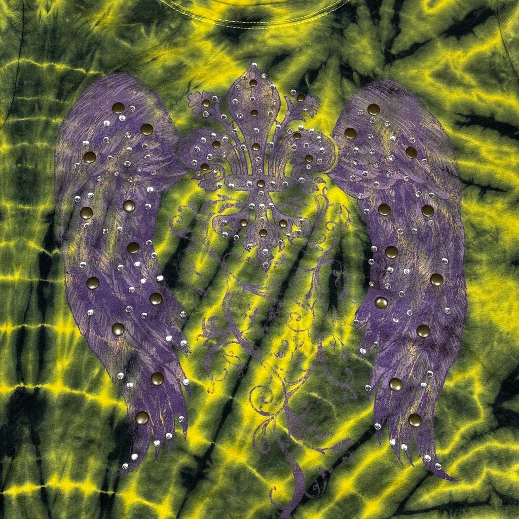 2000s T-Party Angel Wing Rhinestone Tie-Dye Top