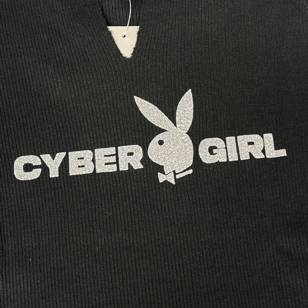 NWT VTG Playboy Cyber Girl Ribbed V-Neck Baby Tee