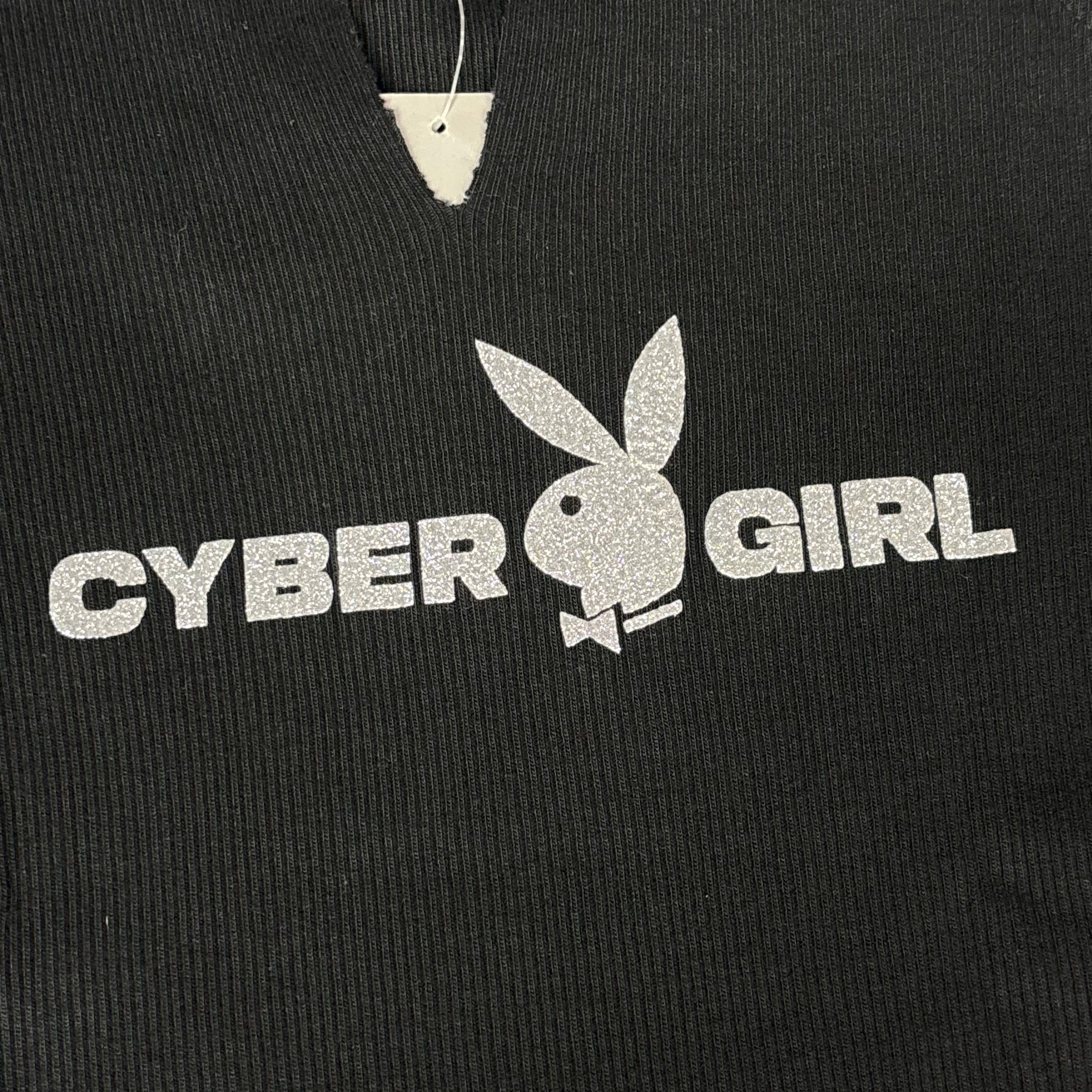 NWT VTG Playboy Cyber Girl Ribbed V-Neck Baby Tee