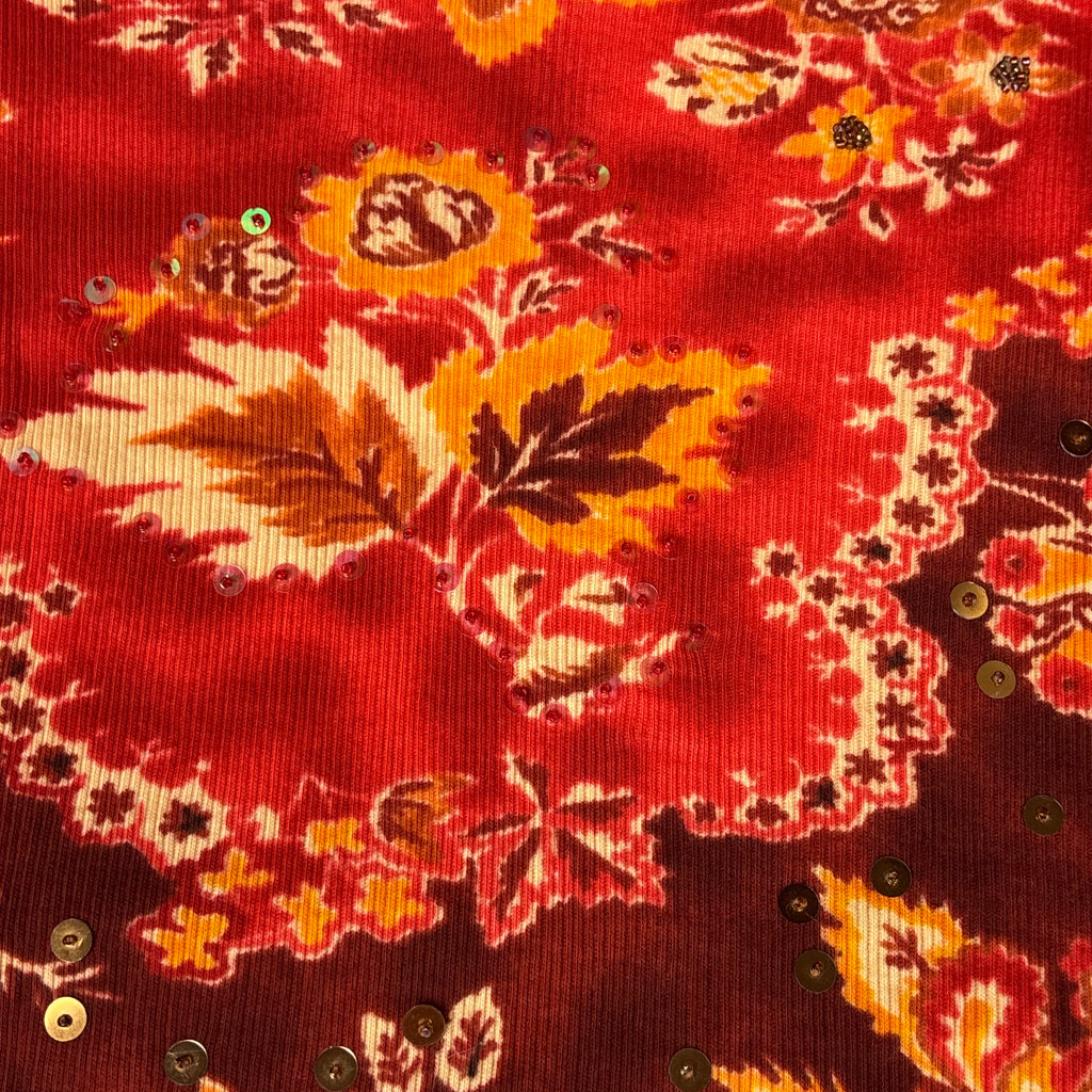 2000s Pierre Cardin Embellished Autumnal Floral Baby Tee