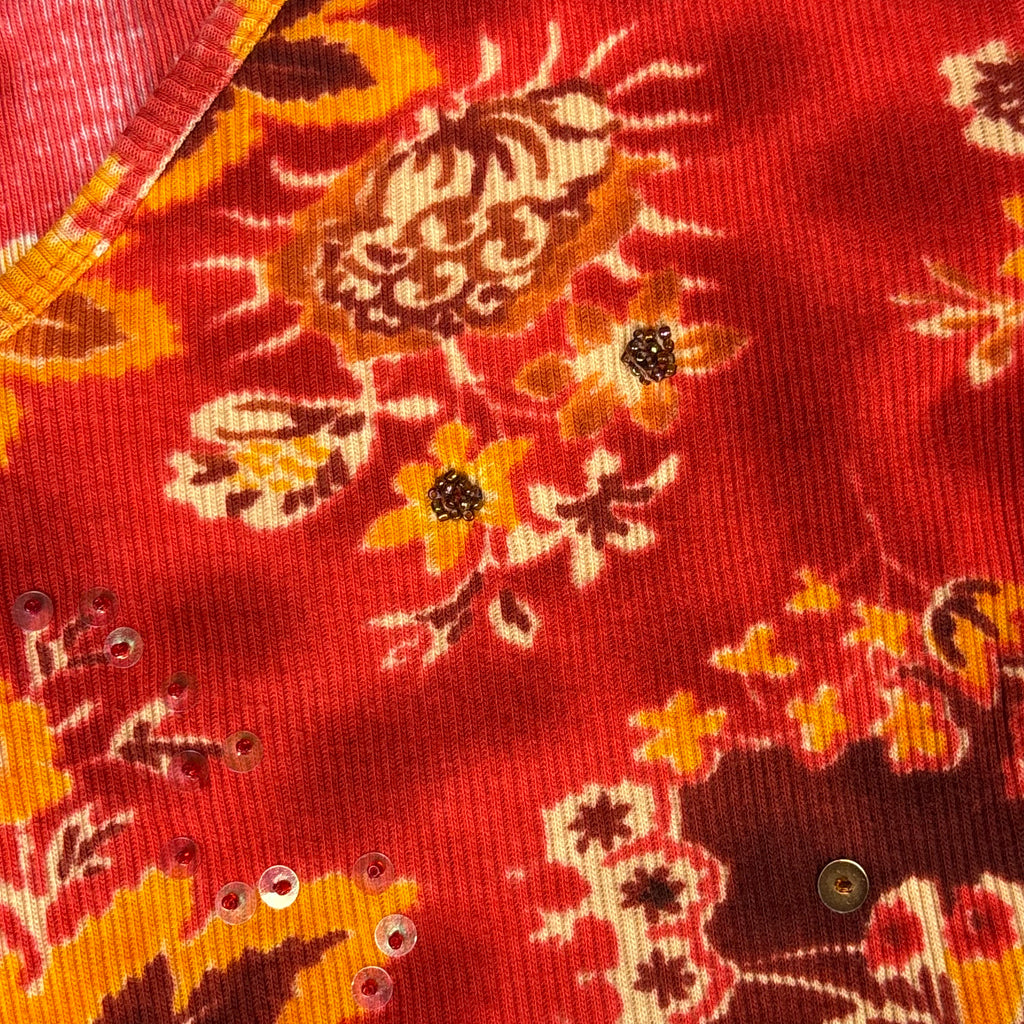 2000s Pierre Cardin Embellished Autumnal Floral Baby Tee