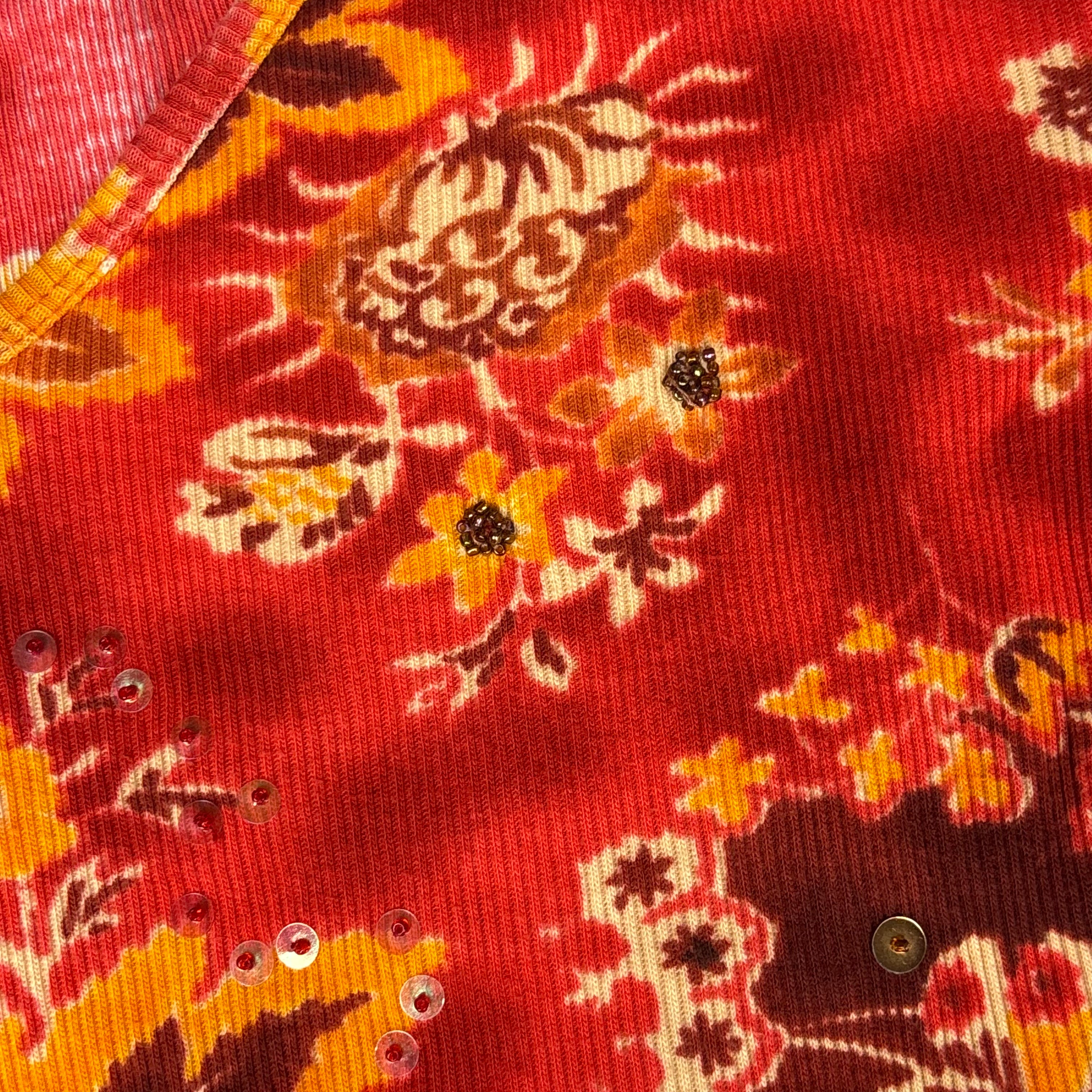 2000s Pierre Cardin Embellished Autumnal Floral Baby Tee