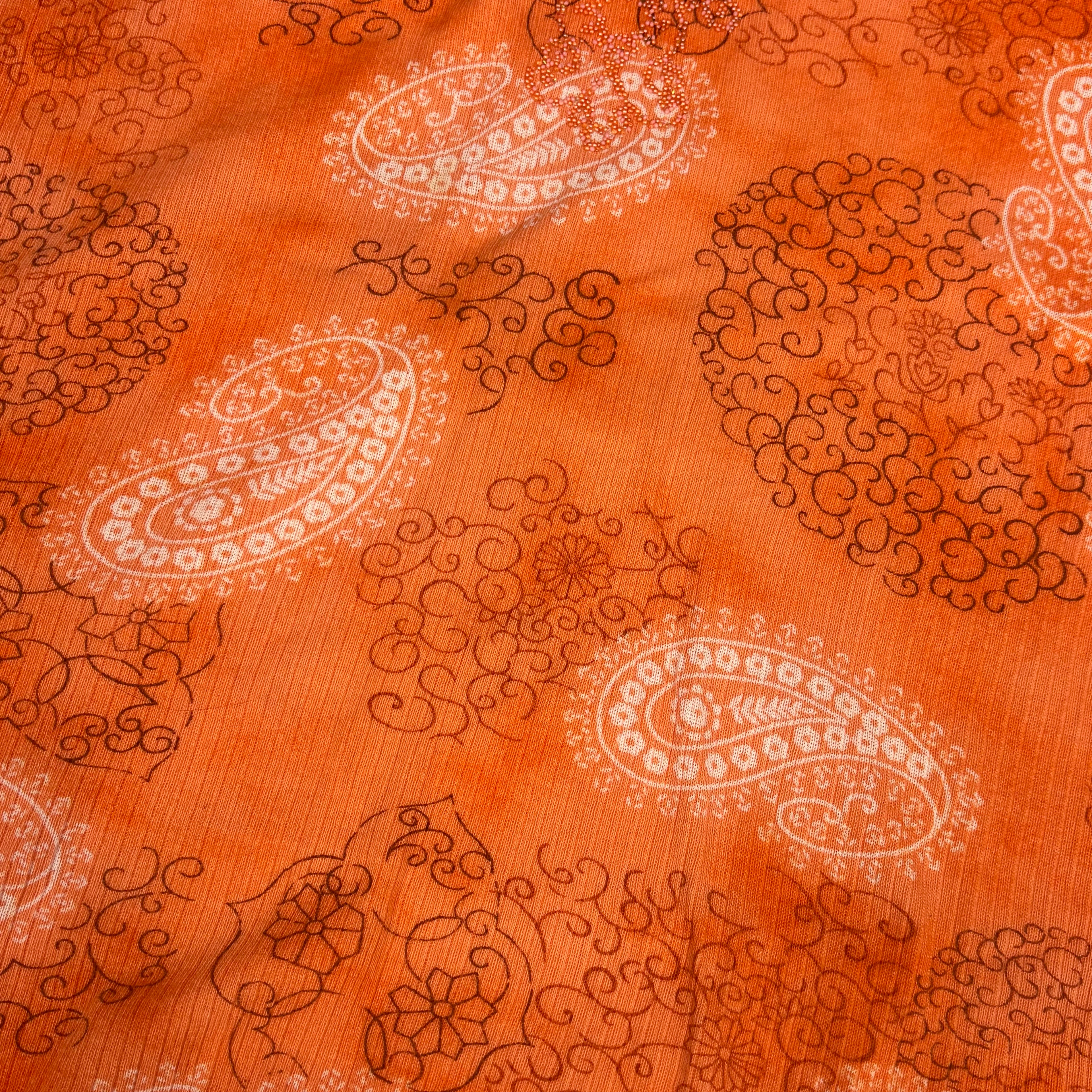 2000s Faded Glory Paisley Ribbed V-Neck Baby Tee