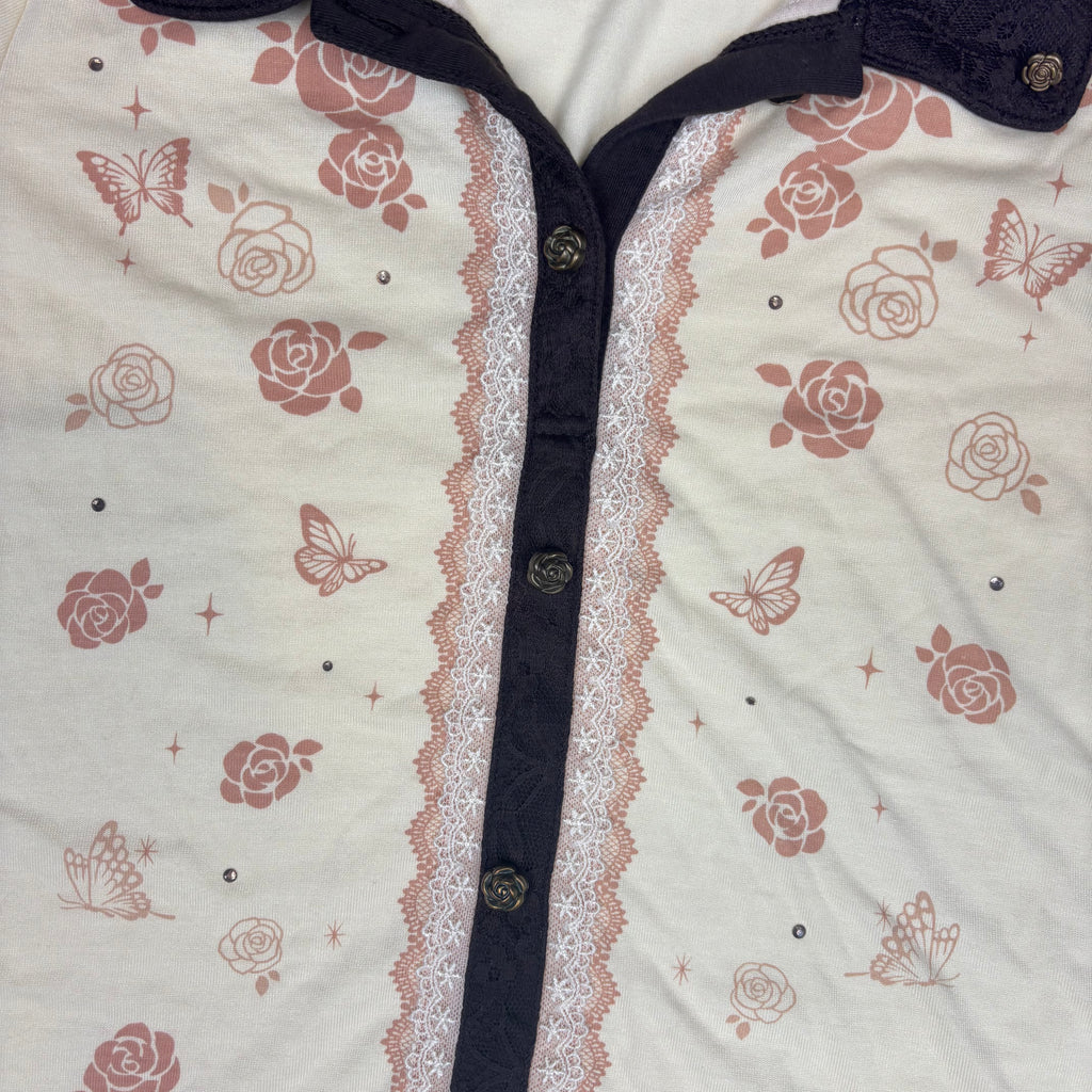 Axes Femme Butterfly & Rose Detailed Blouse