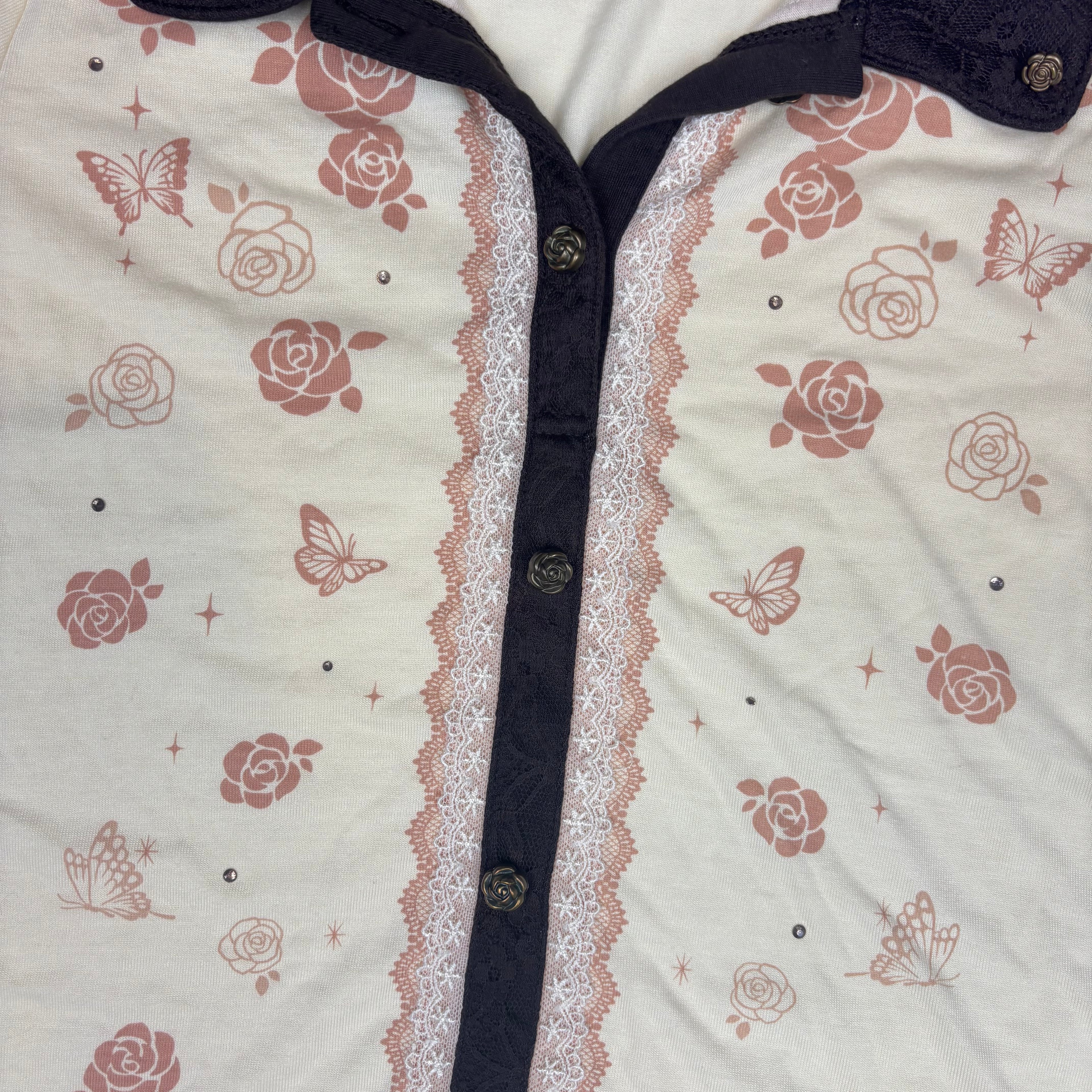 Axes Femme Butterfly & Rose Detailed Blouse