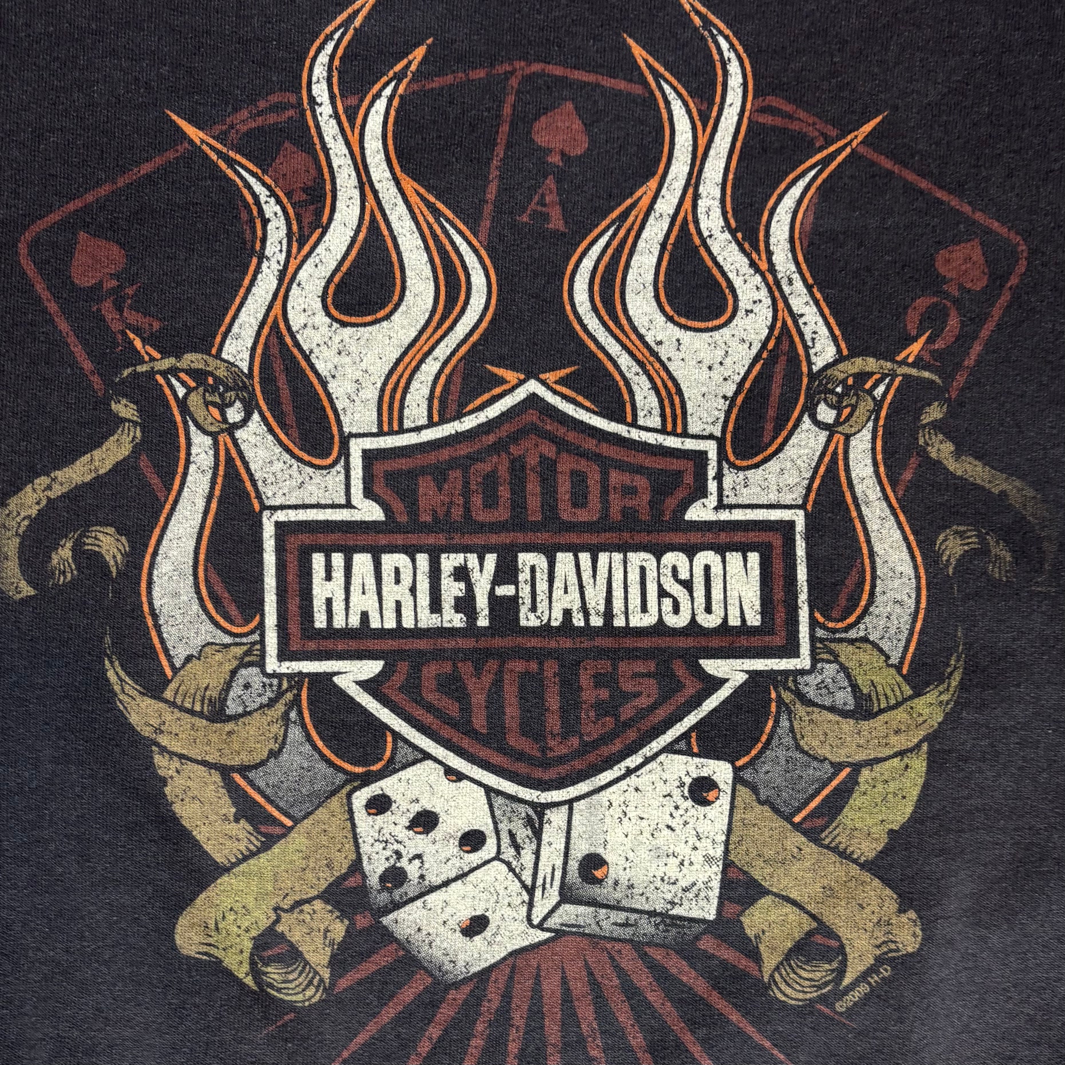 VTG Harley Davidson Flaming Dice Graphic Crewneck Sweatshirt