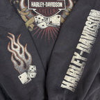 VTG Harley Davidson Flaming Dice Graphic Crewneck Sweatshirt