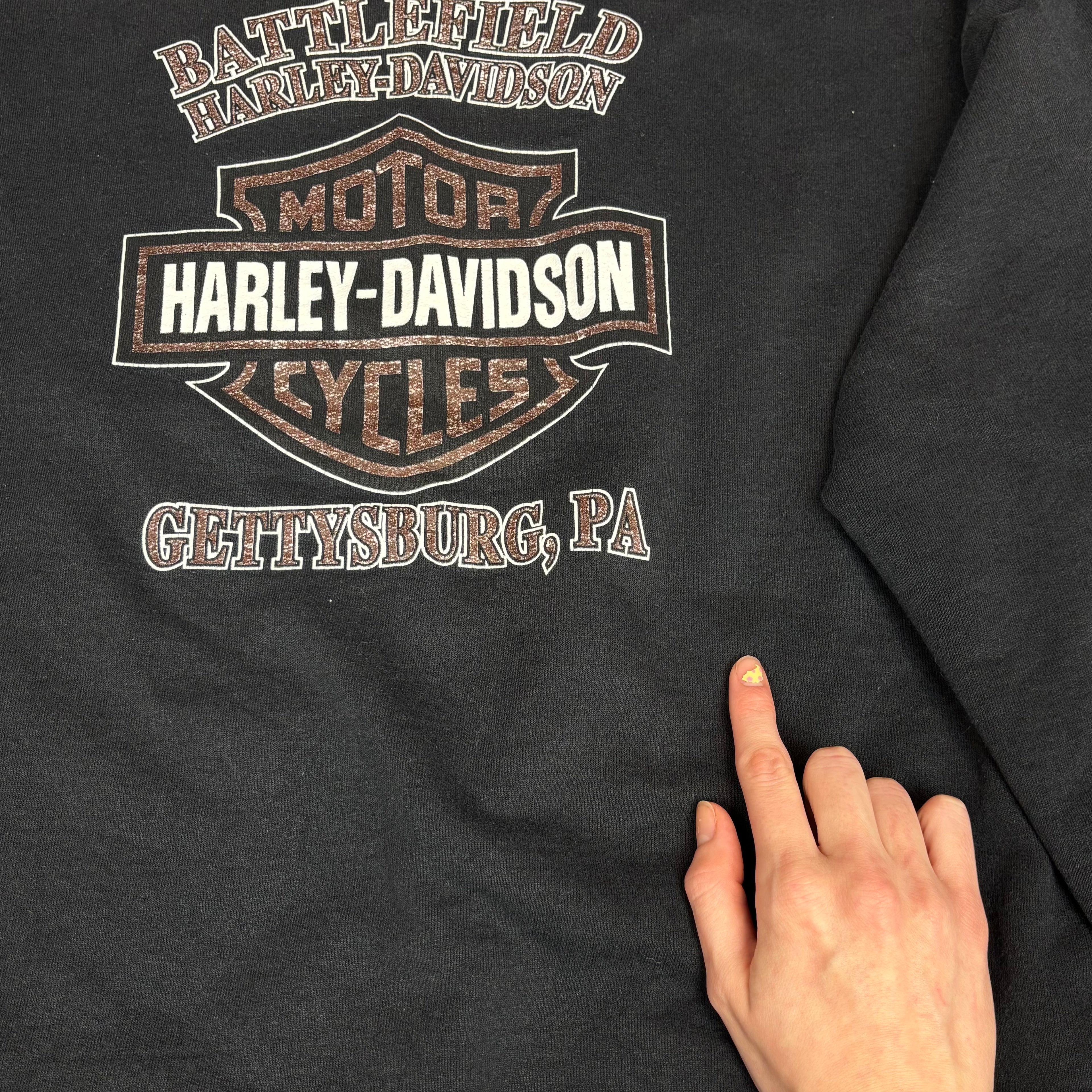 VTG Harley Davidson Flaming Dice Graphic Crewneck Sweatshirt
