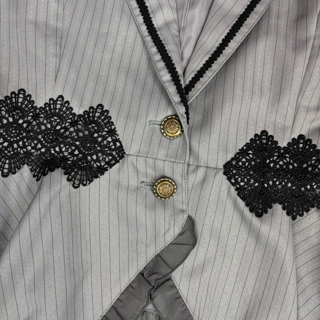 VTG Axes Femme Pinstripe Ruffle Peplum Vest
