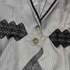 VTG Axes Femme Pinstripe Ruffle Peplum Vest