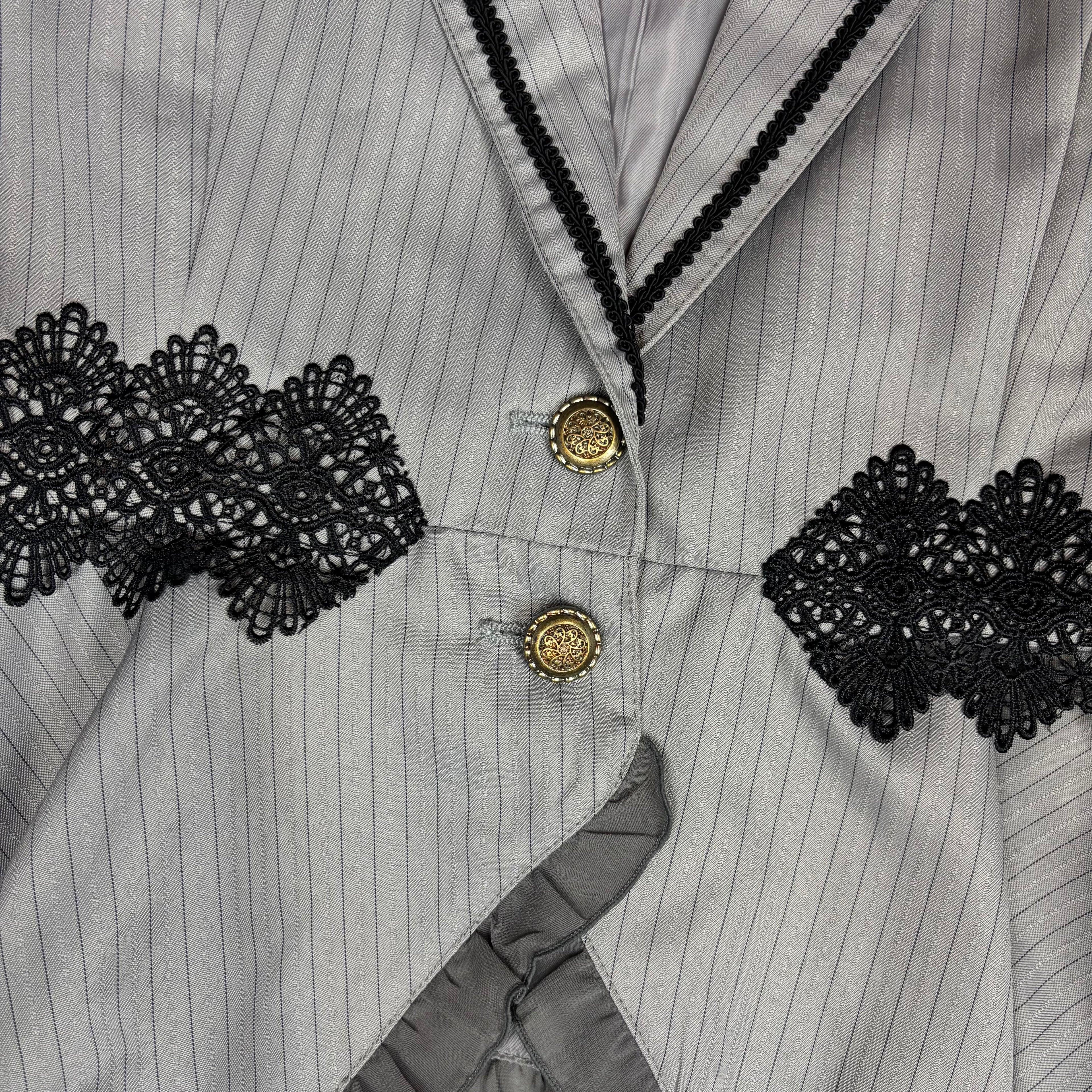 VTG Axes Femme Pinstripe Ruffle Peplum Vest
