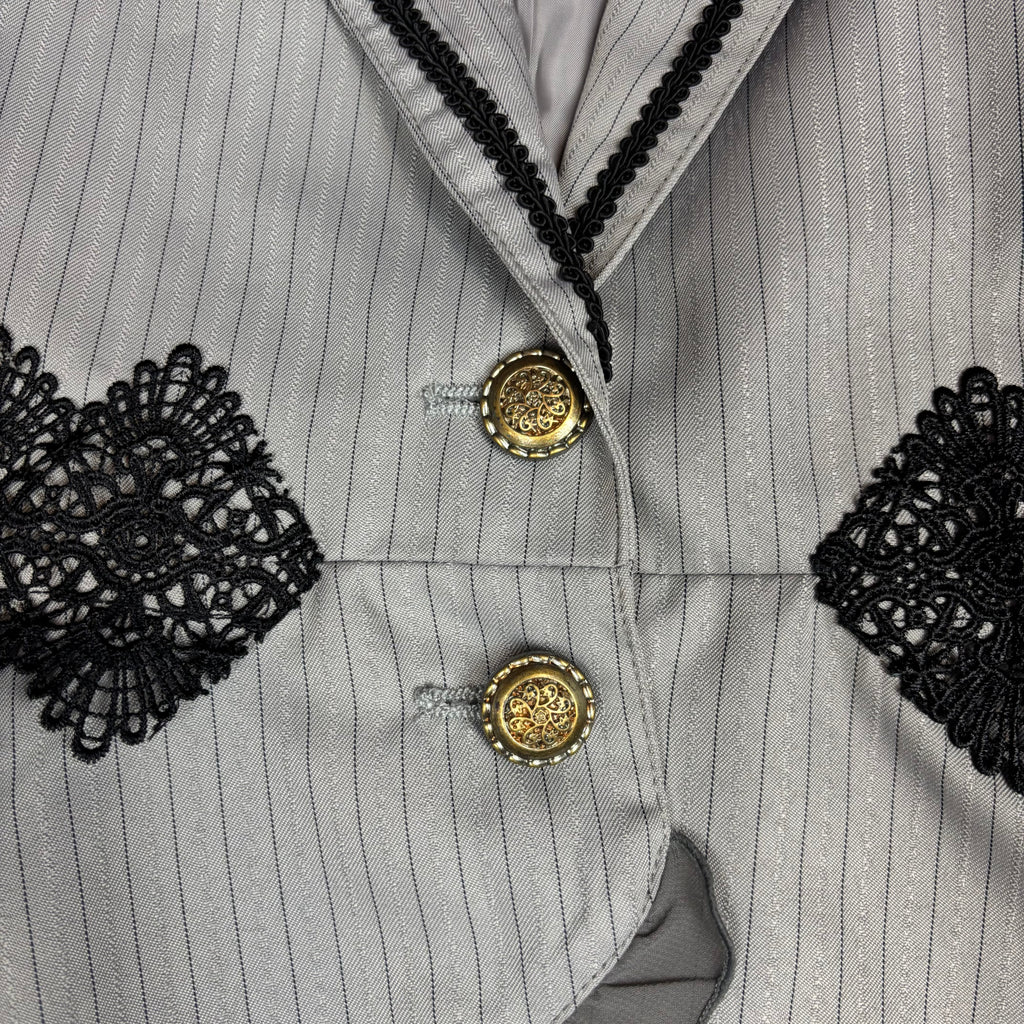VTG Axes Femme Pinstripe Ruffle Peplum Vest