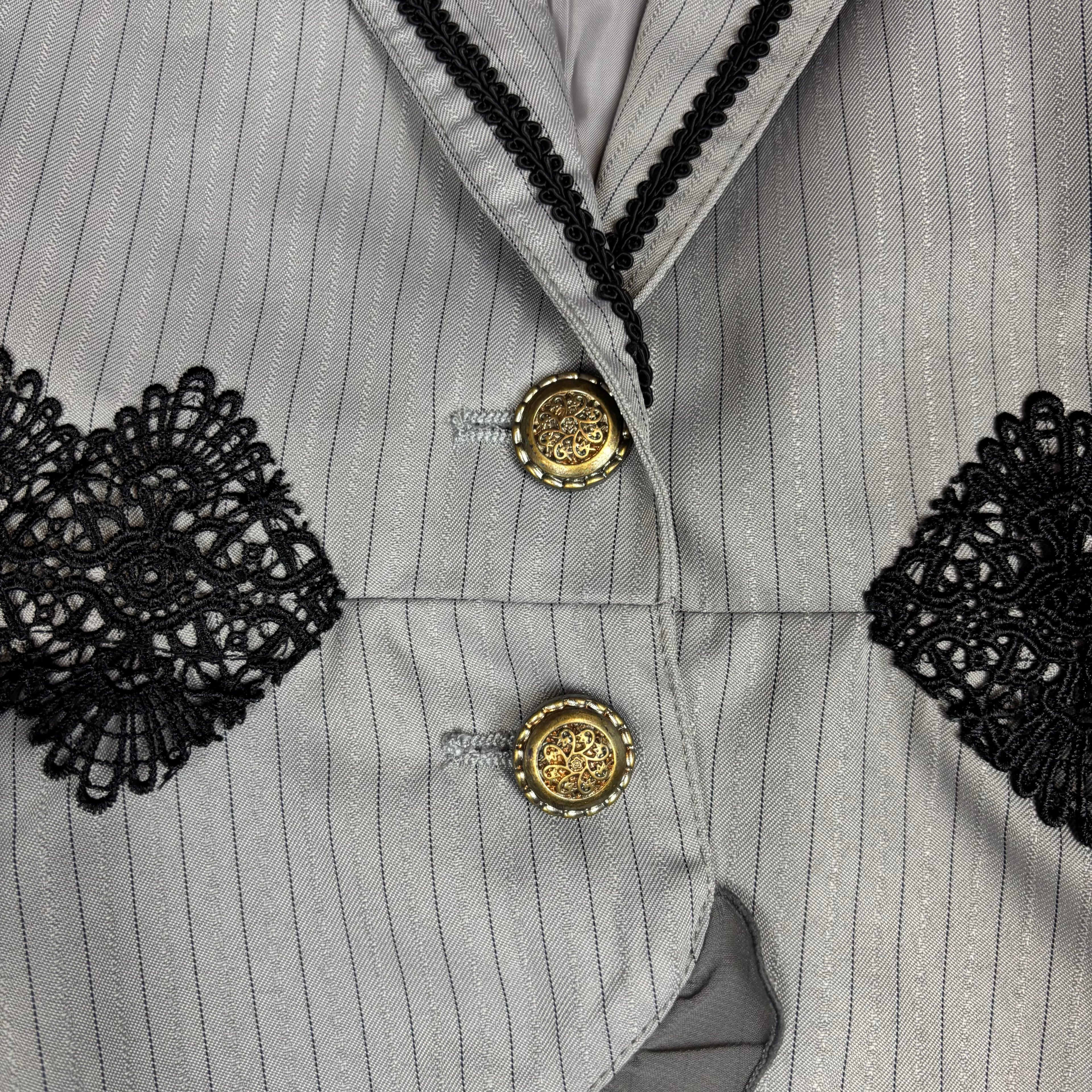 VTG Axes Femme Pinstripe Ruffle Peplum Vest