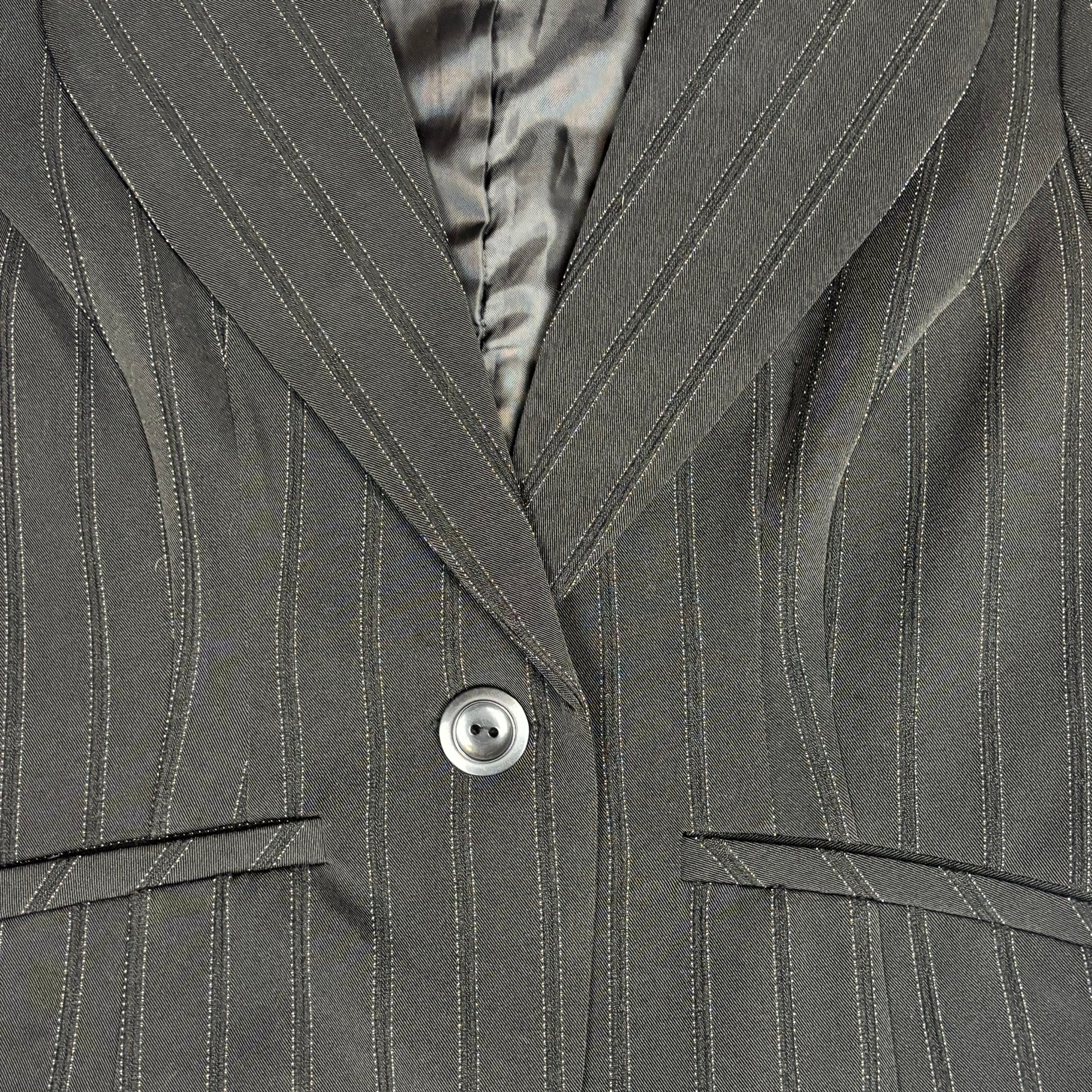 Iz Byer Pinstripe Short Sleeve Blazer Top