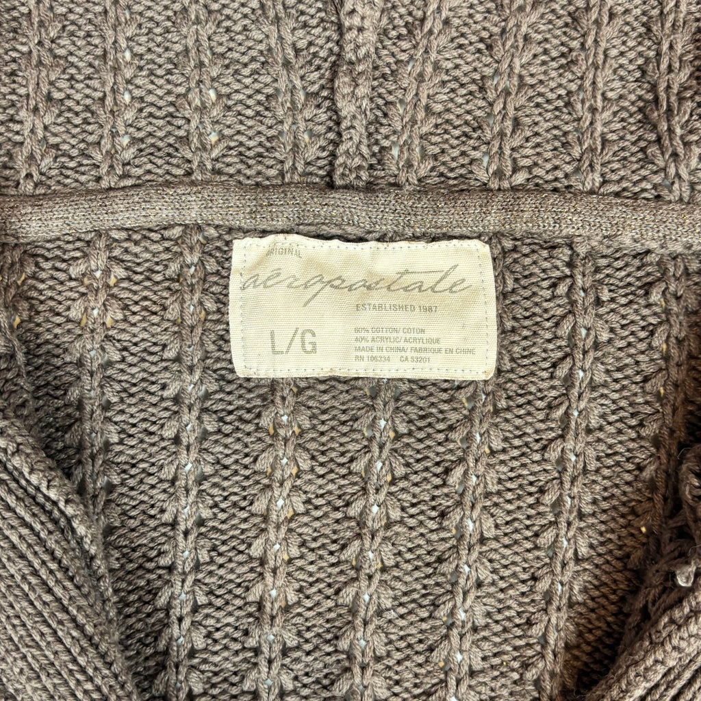 2000s Aeropostale Chunky Cable Knit Hooded Cardigan
