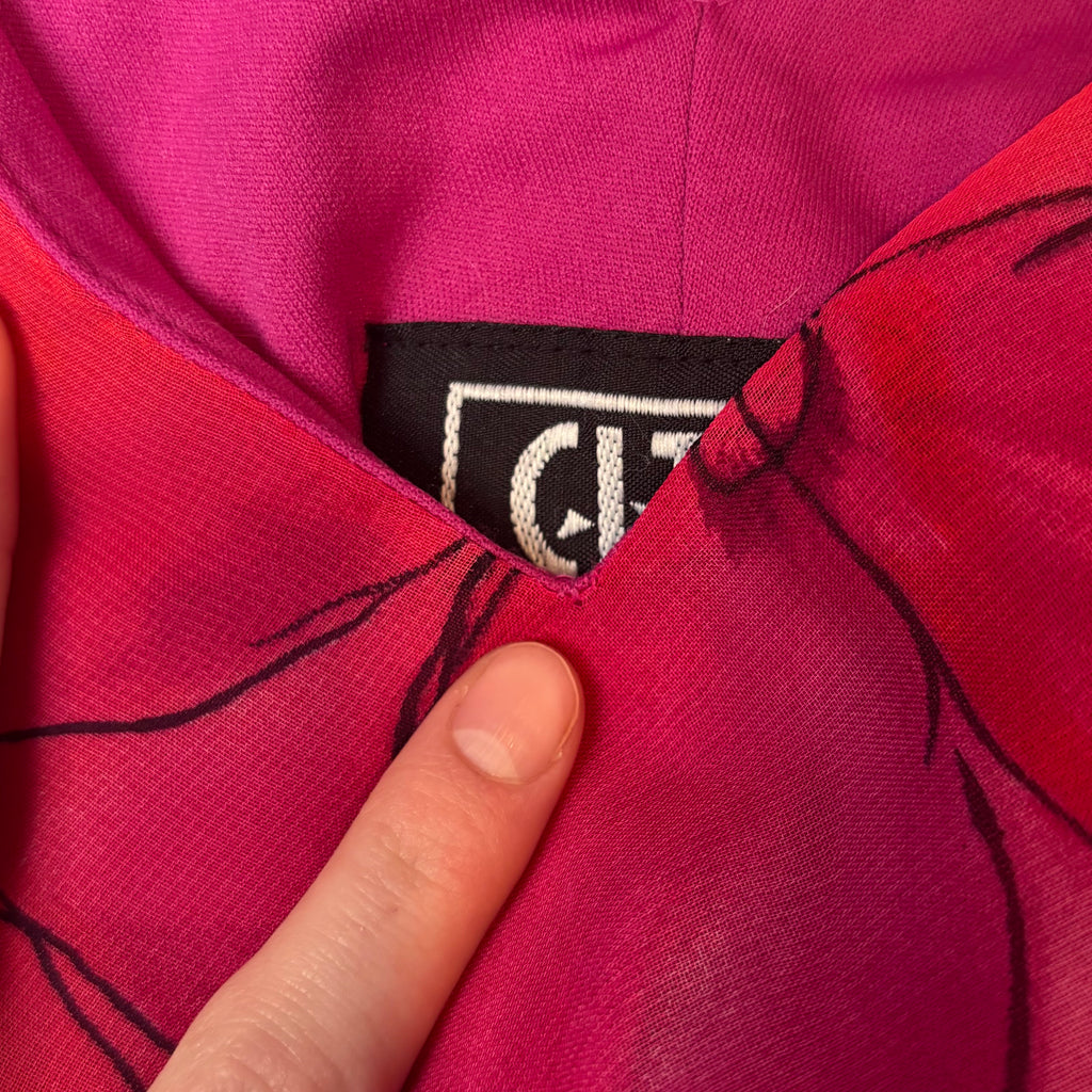 VTG City Triangles Hibiscus V-Neck Midi Dress