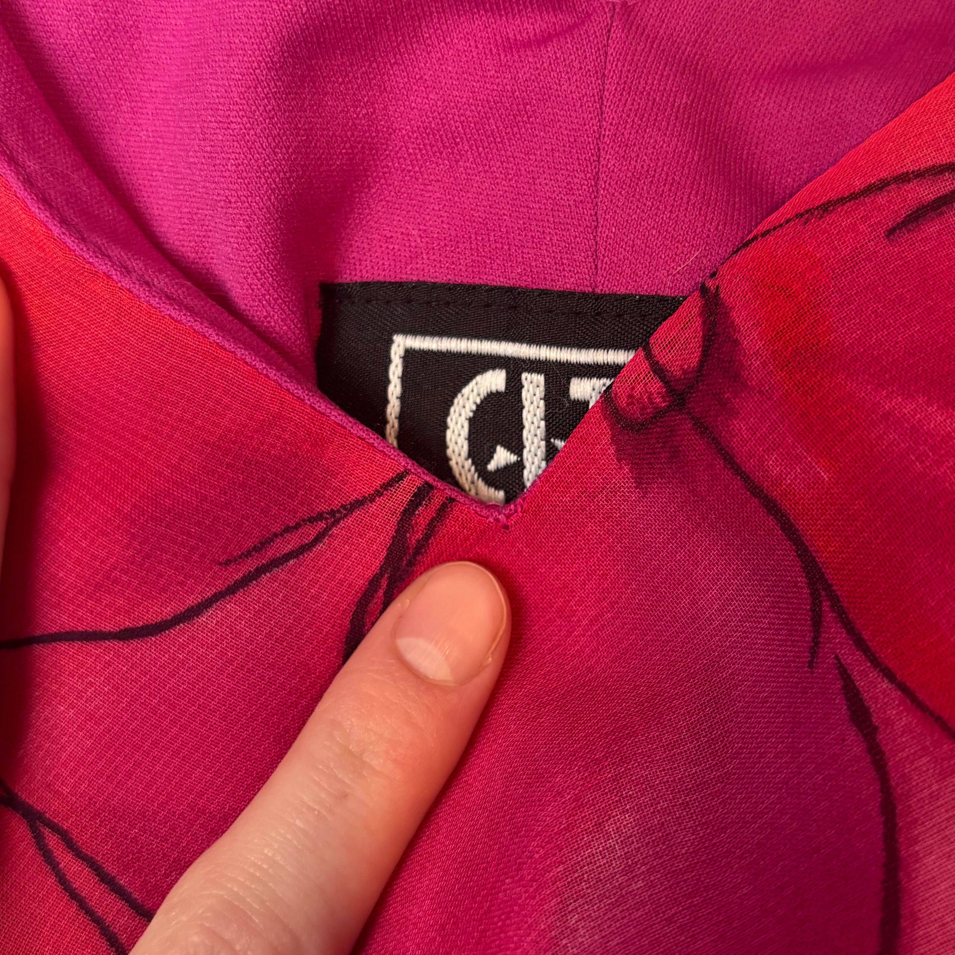 VTG City Triangles Hibiscus V-Neck Midi Dress