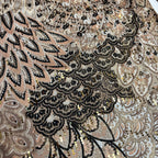 2000s MSK Patterned Glitter Wrap Top with Bell Sleeves