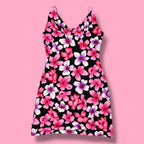 2000s PerSeption Cowl Neck Floral Mini Dress