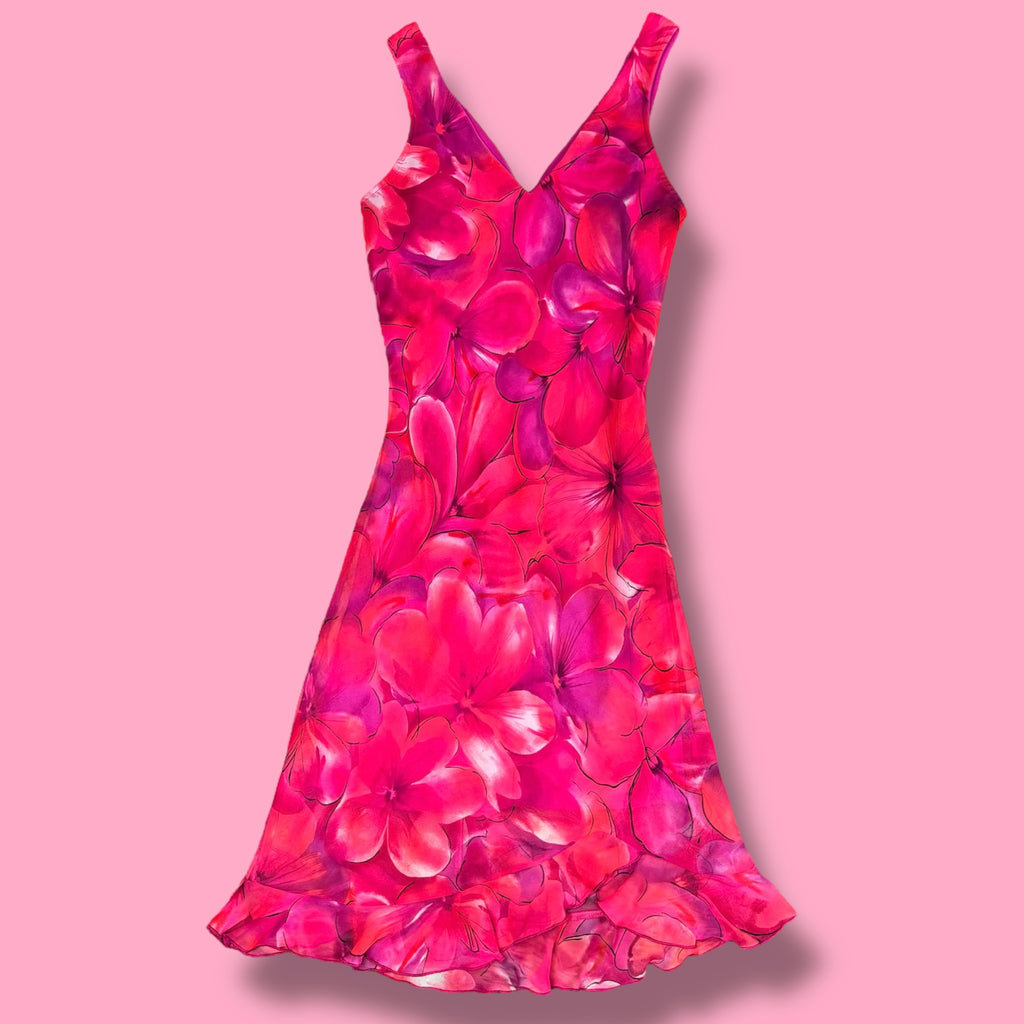 VTG City Triangles Hibiscus V-Neck Midi Dress