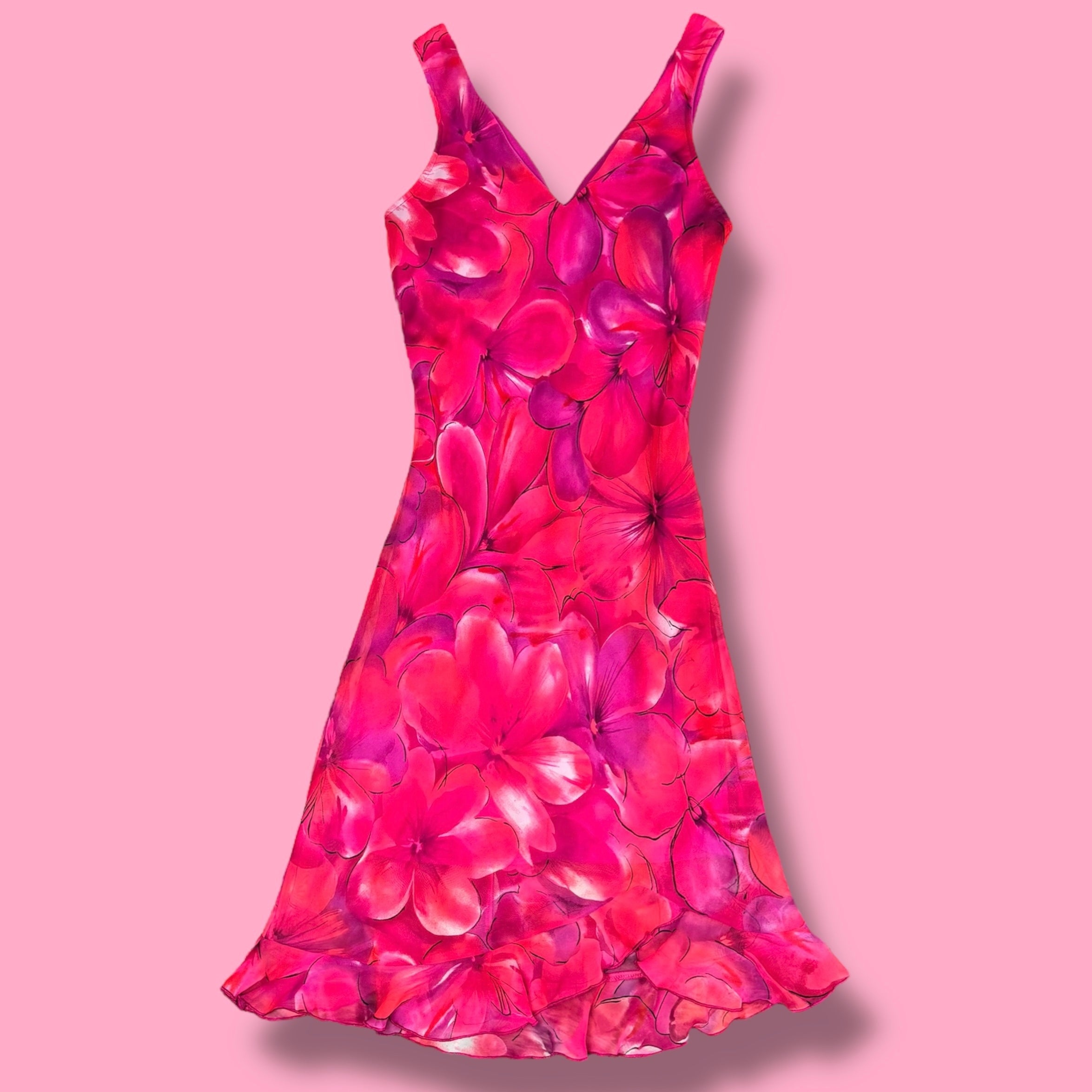 VTG City Triangles Hibiscus V-Neck Midi Dress