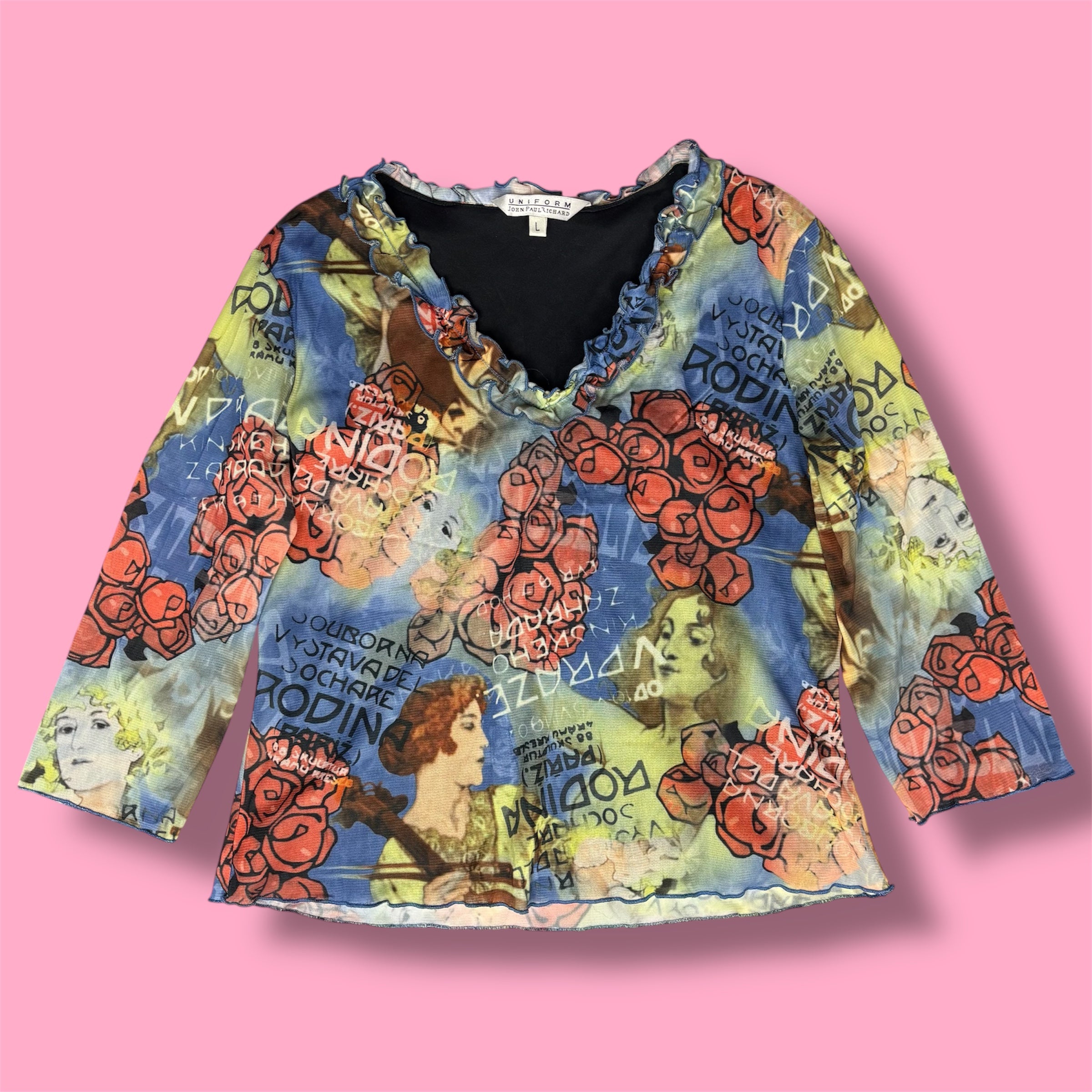 Uniform John Paul Richard Art Nouveau Inspired Mesh Top
