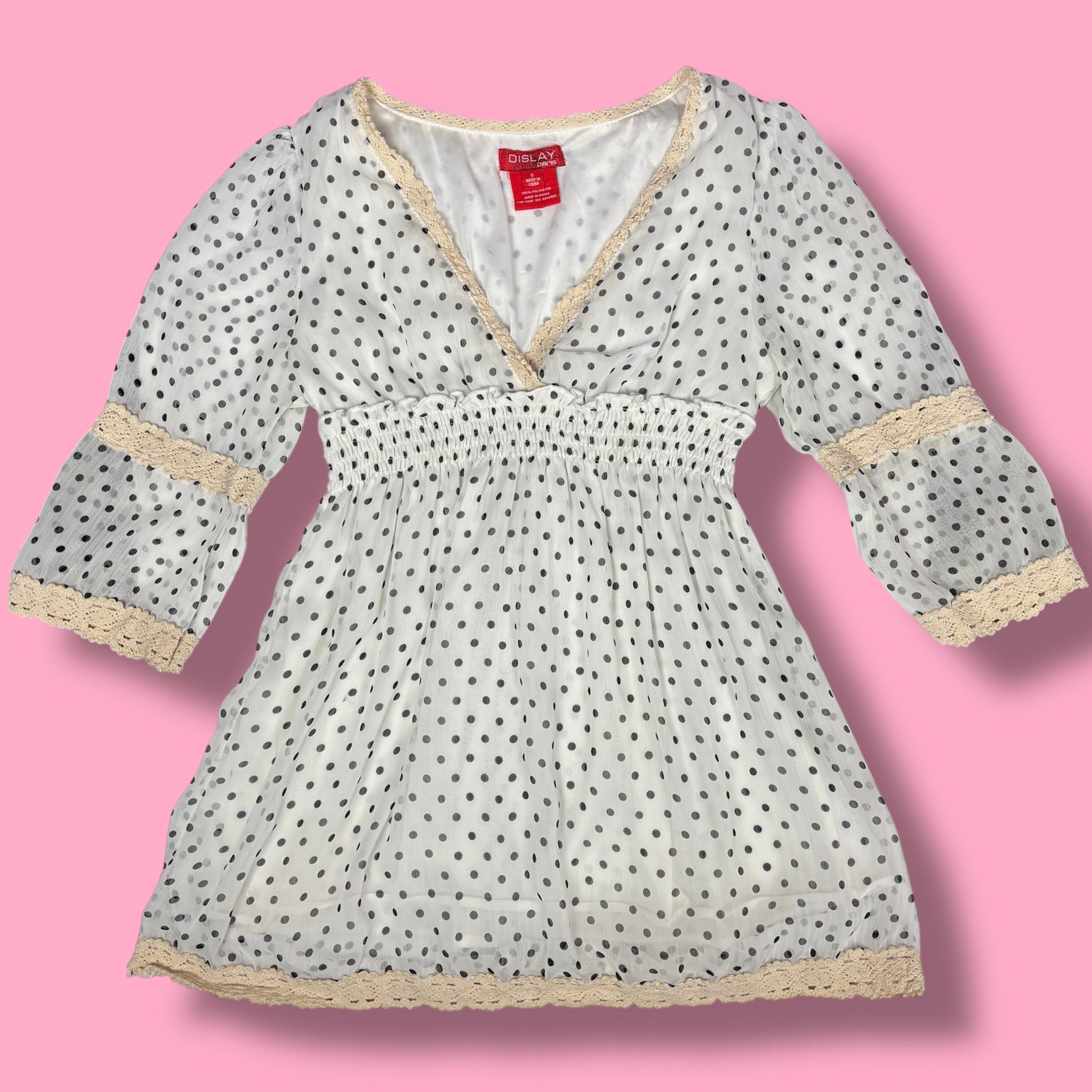 2000s Display Paris Polka Dot Crochet Top