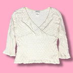 2000s Aria Popcorn Knit 3/4 Sleeve Top