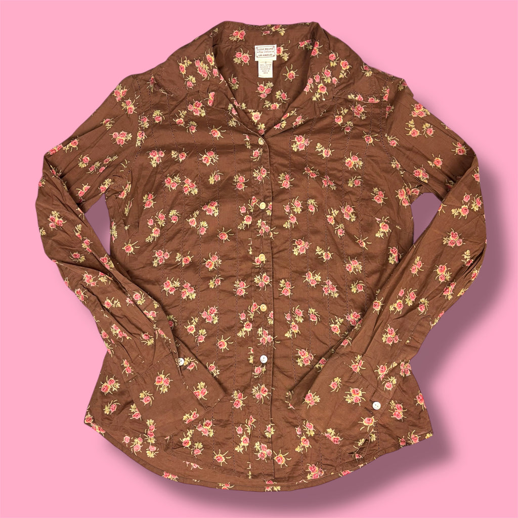 2000s Lucky Brand Floral Button Up Shirt
