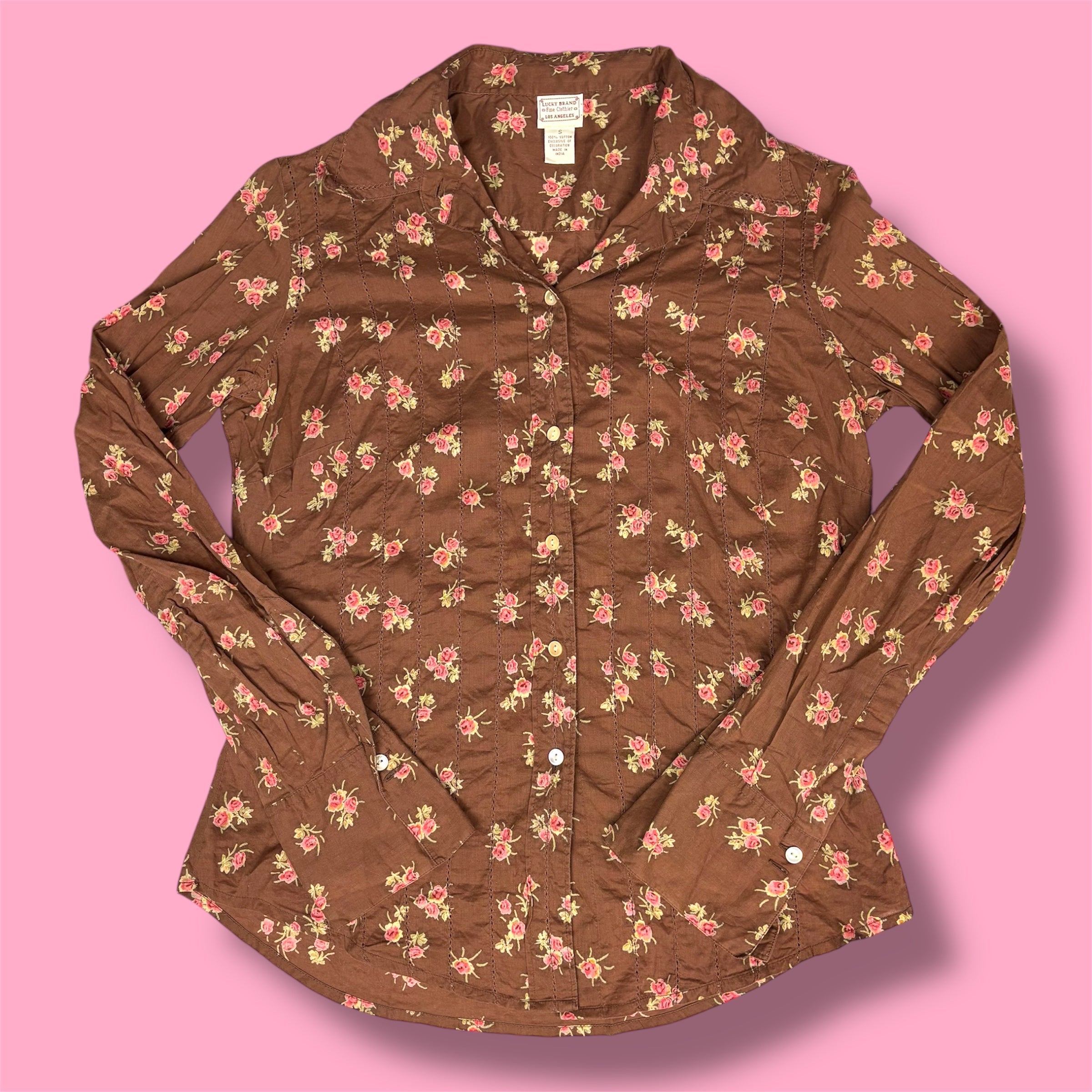 2000s Lucky Brand Floral Button Up Shirt