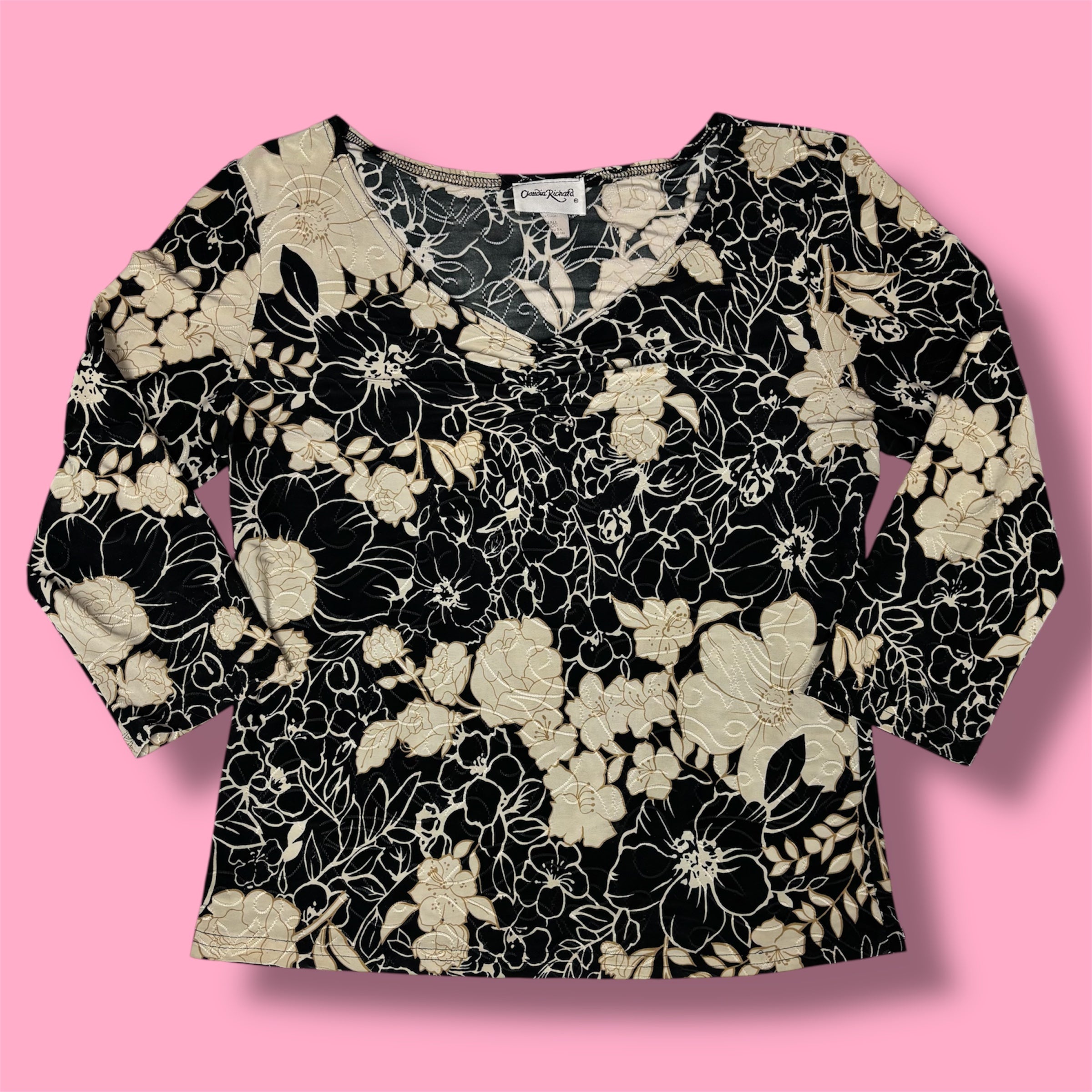 2000s Claudia Richard Floral Slinky Top