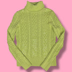 2000s Jeanne Pierre Beaded Cable-Knit Turtleneck Sweater