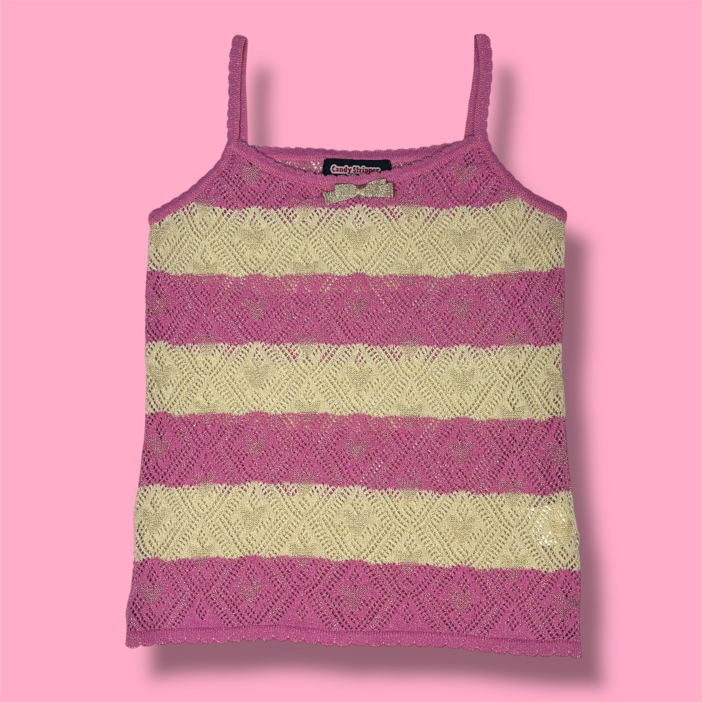 Candy Stripper Pink & Cream Striped Knit Camisole