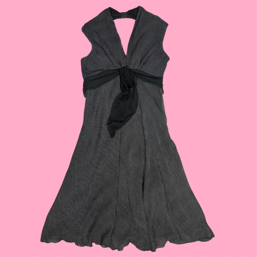 Jonathan Martin Polka Dot Halter Fit & Flare Midi Dress