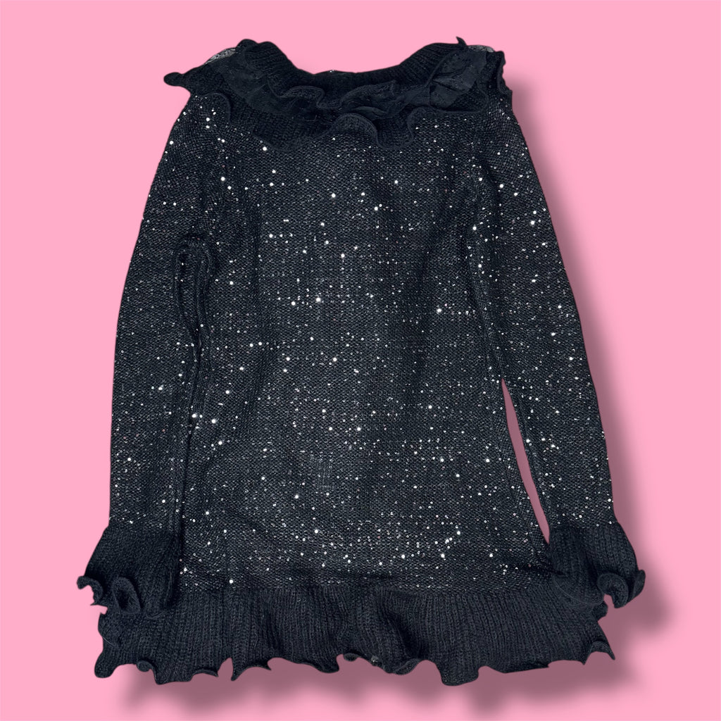 2000's Neelam Sequin Waterfall Ruffle Cardigan