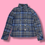 Aeropostale Wool Plaid Collared Peacoat