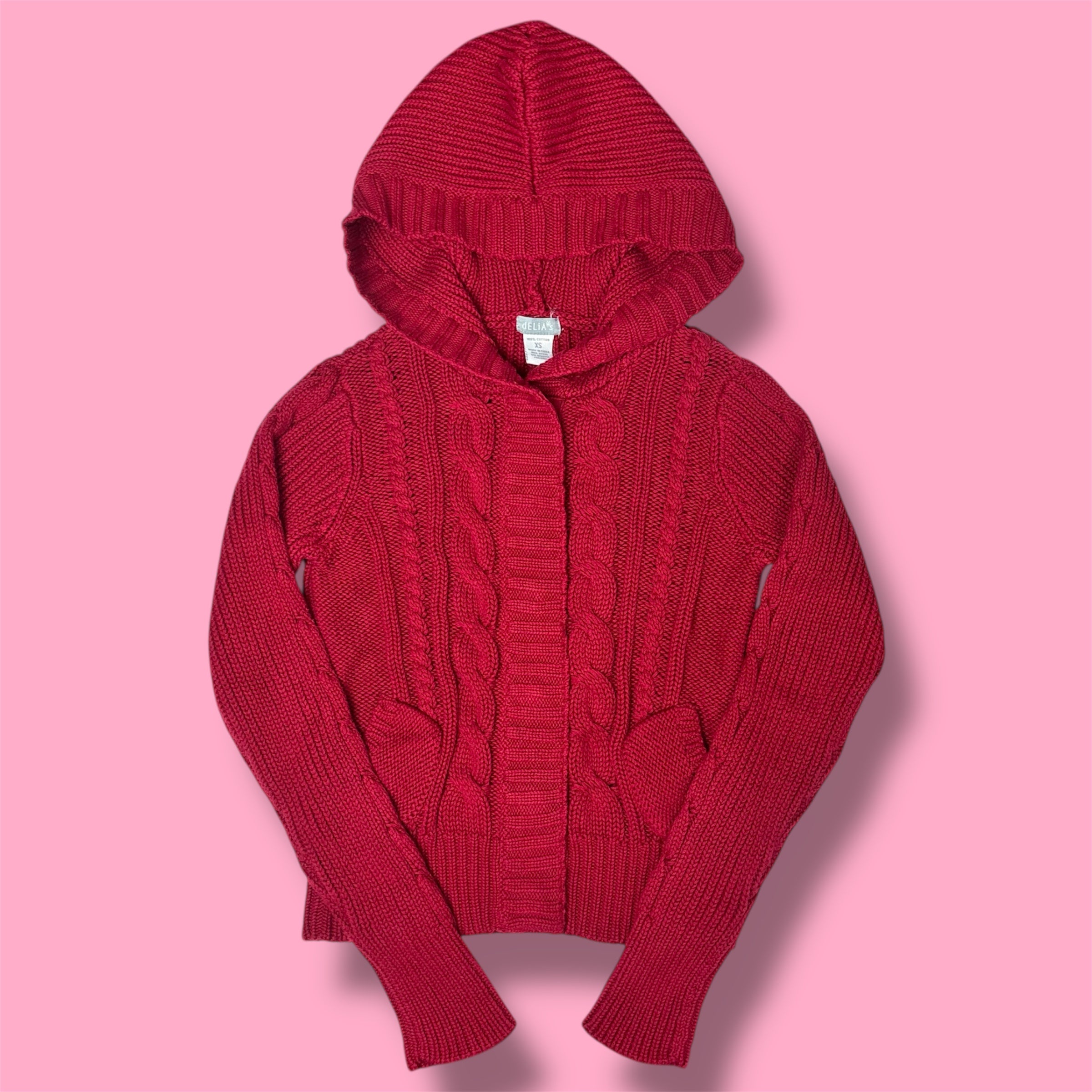 NWT dELiA*s Cable Knit Hooded Cardigan