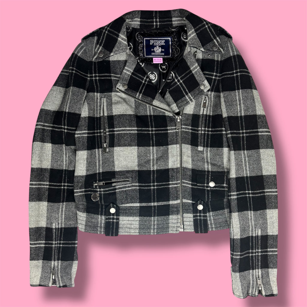 2007 VS PINK Plaid Moto Jacket