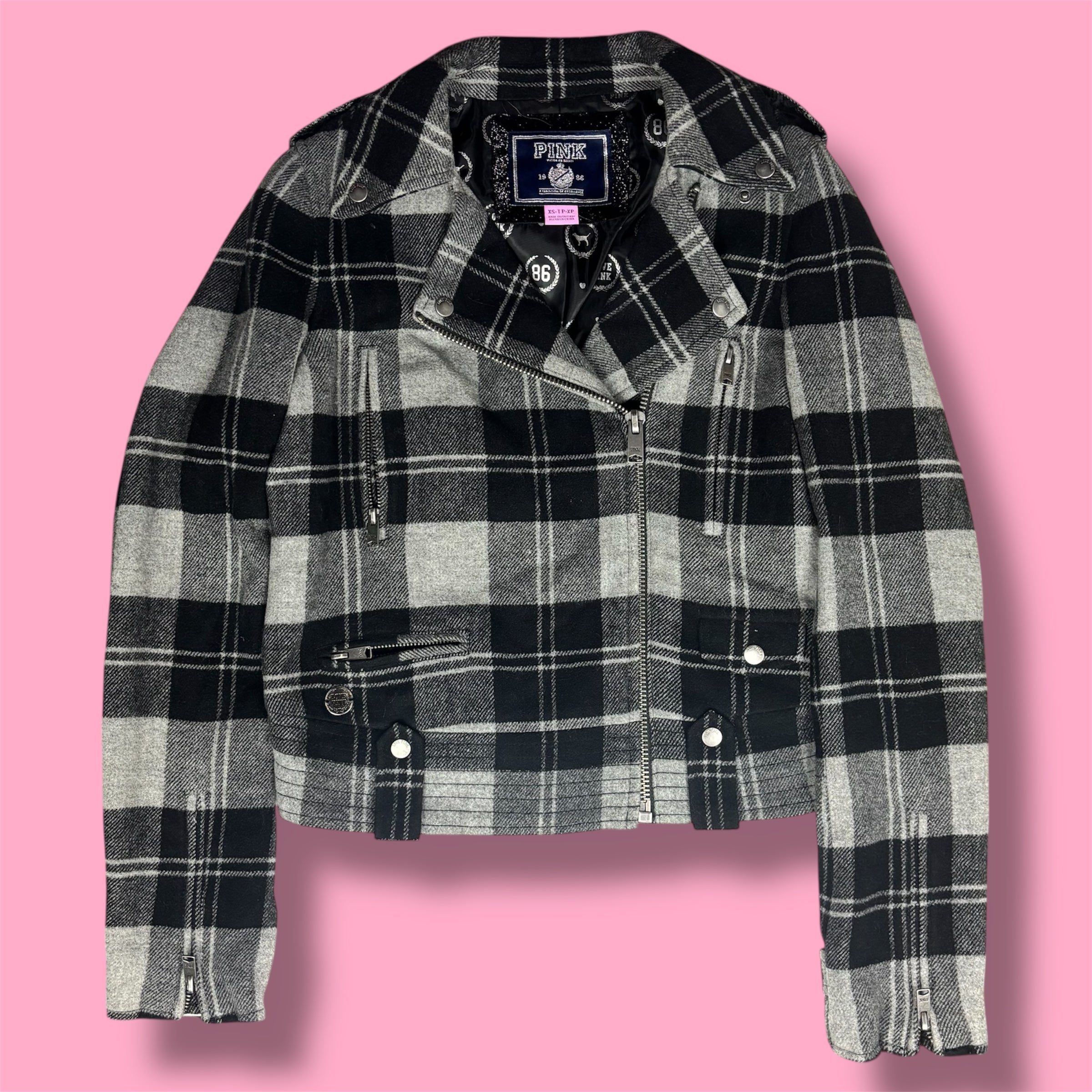 2007 VS PINK Plaid Moto Jacket