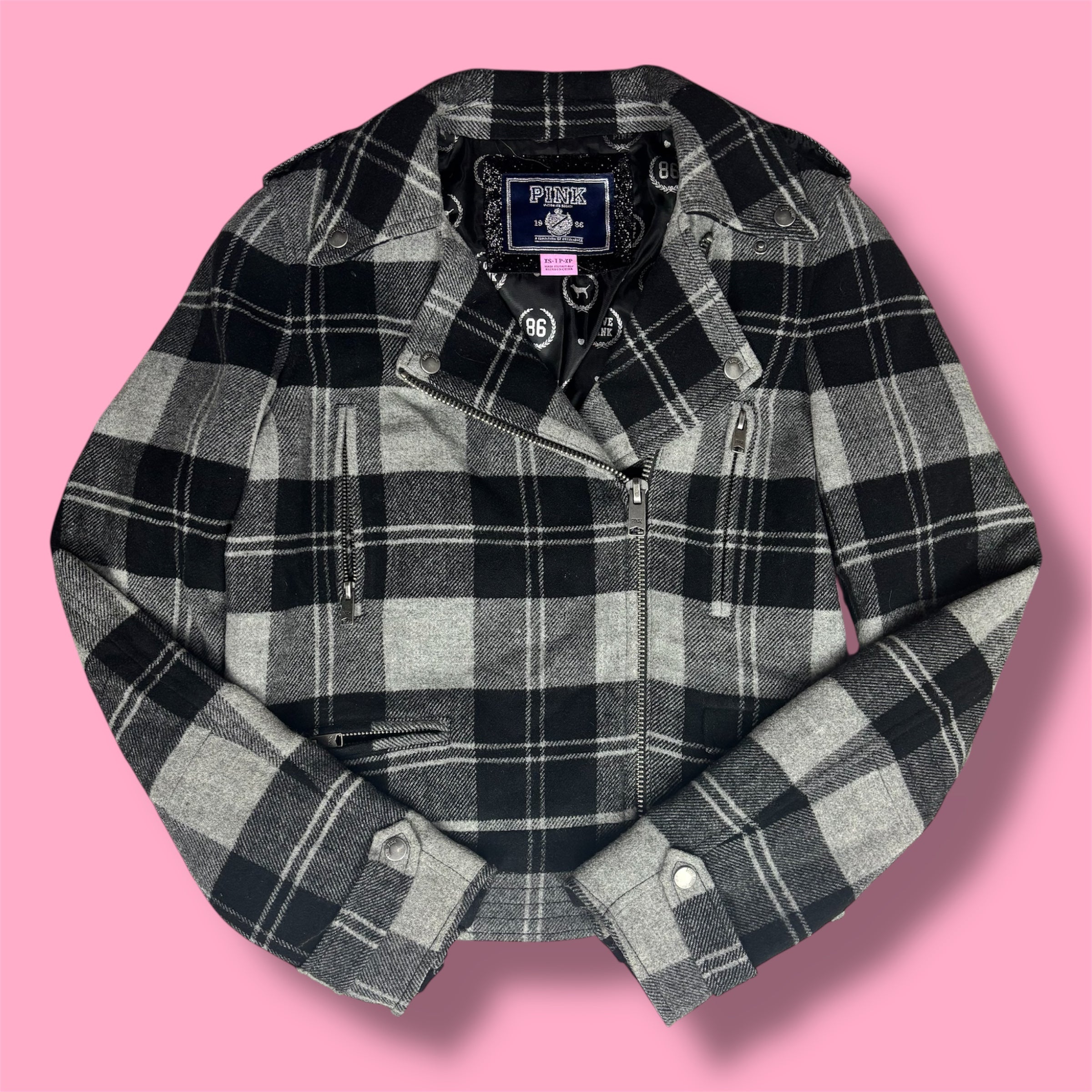 2007 VS PINK Plaid Moto Jacket