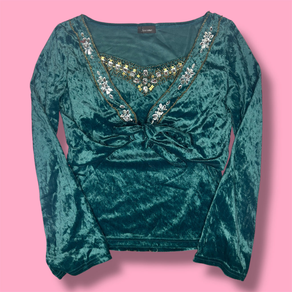 2000s Pliocene Velvet Embellished Tank Top + Bolero