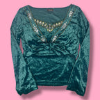 2000s Pliocene Velvet Embellished Tank Top + Bolero