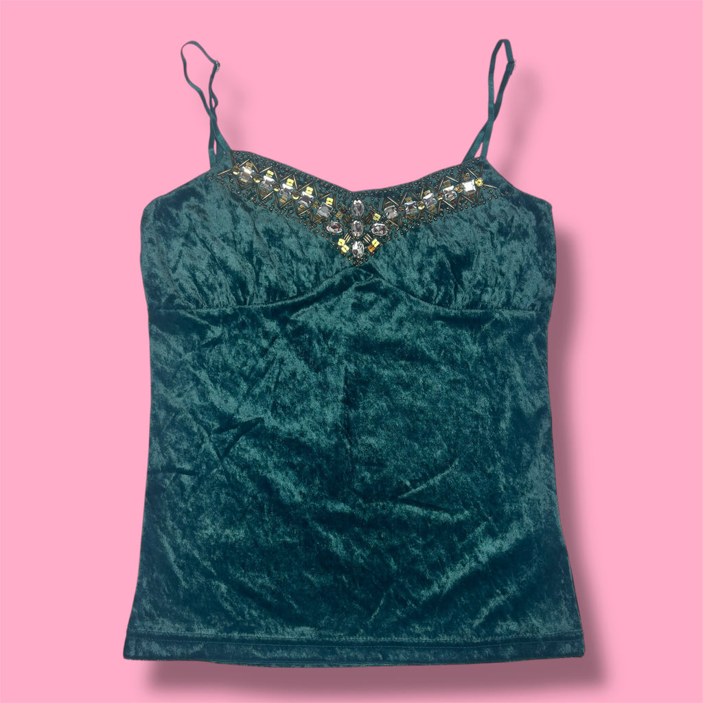 2000s Pliocene Velvet Embellished Tank Top + Bolero