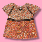 2000s LA Blues Boho Paisley Print Top