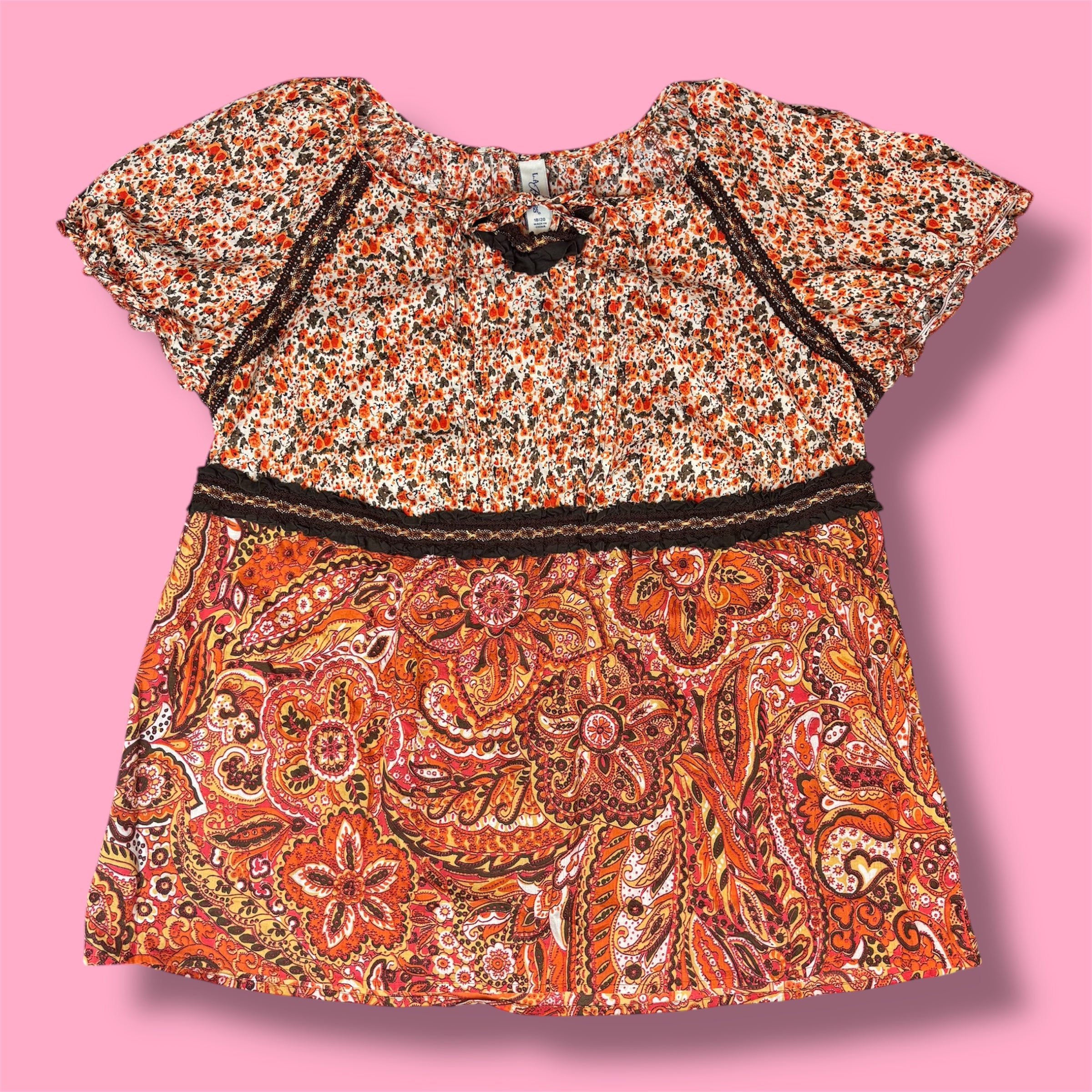 2000s LA Blues Boho Paisley Print Top
