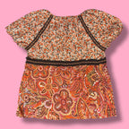 2000s LA Blues Boho Paisley Print Top