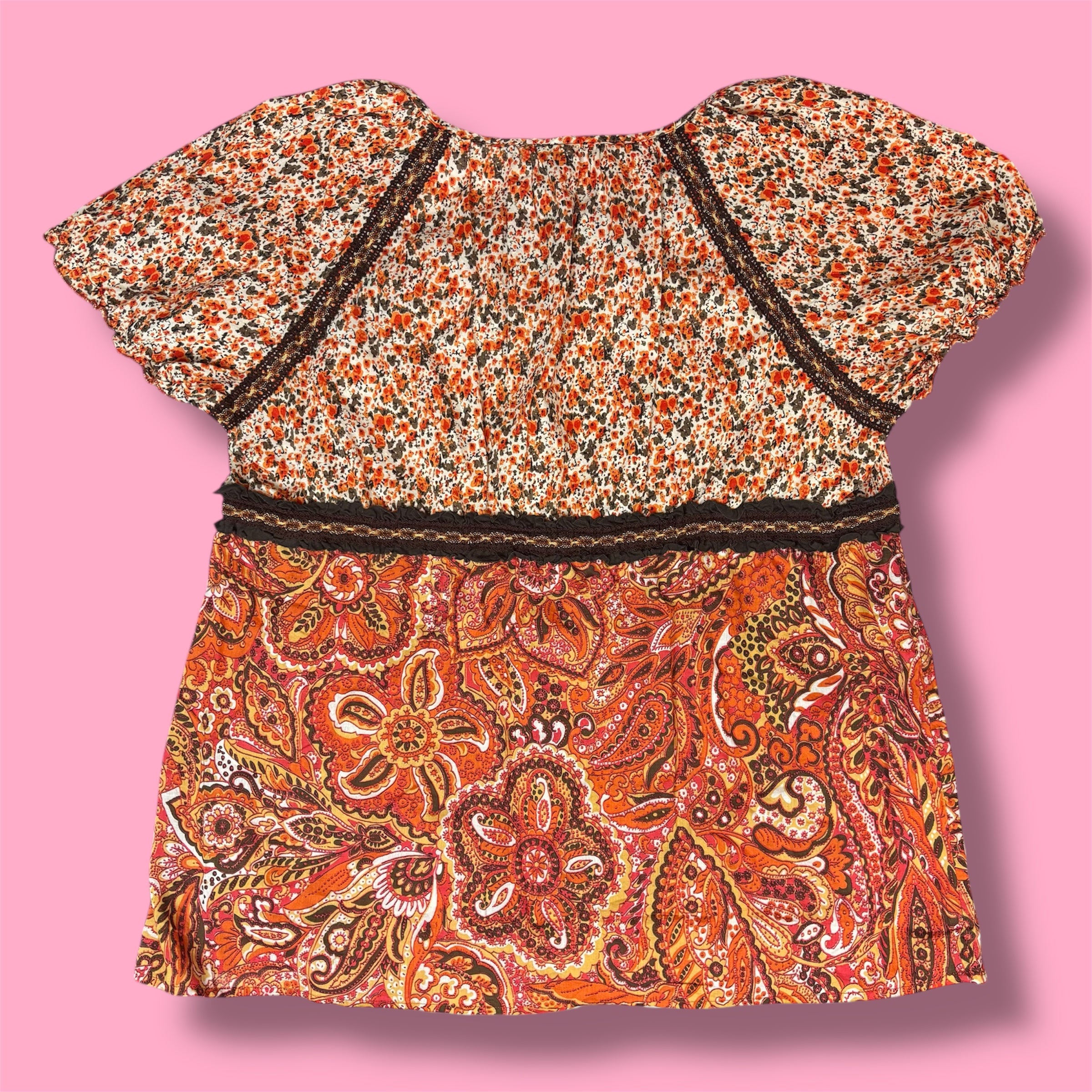2000s LA Blues Boho Paisley Print Top
