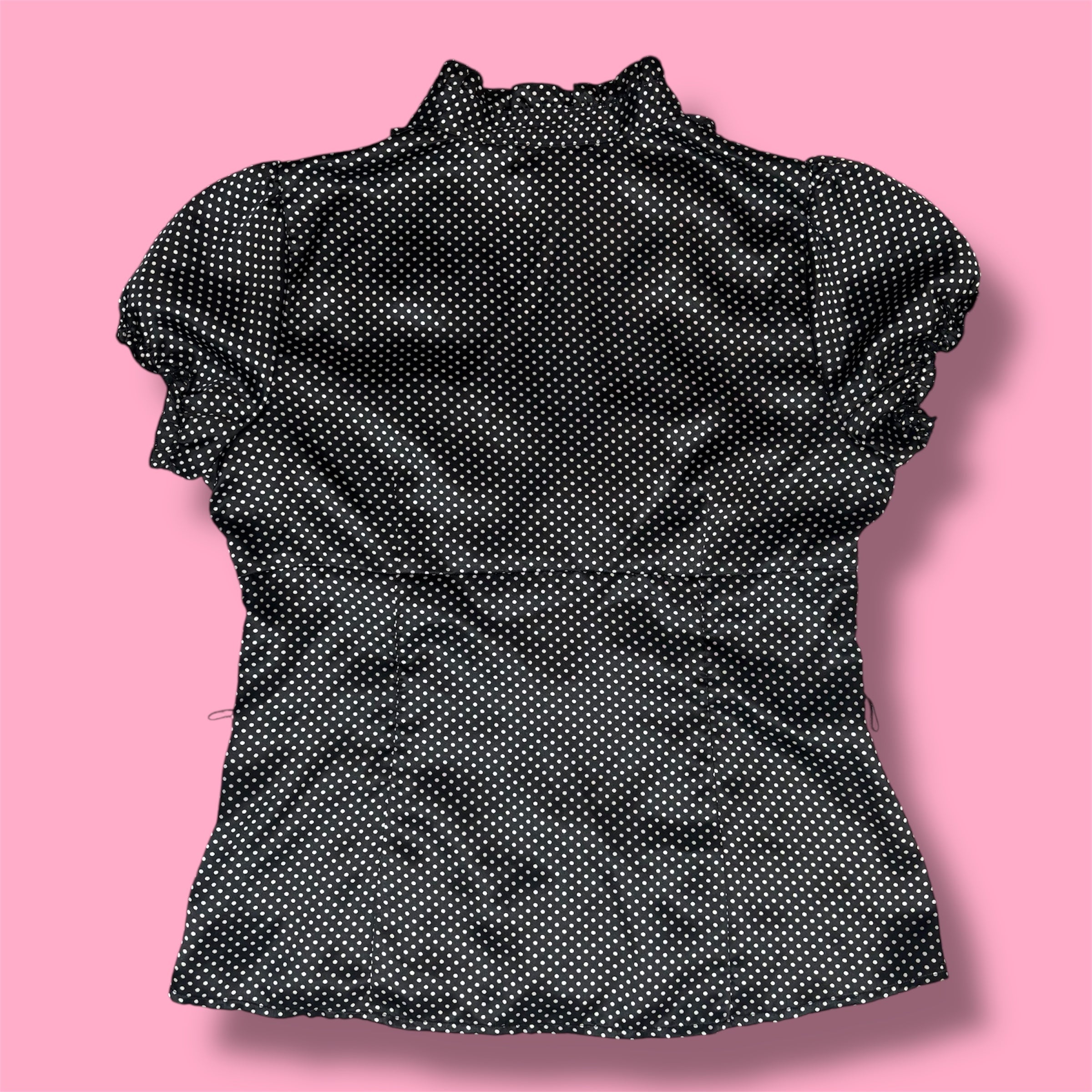 2000s Byer California Polka Dot Ruffle Blouse